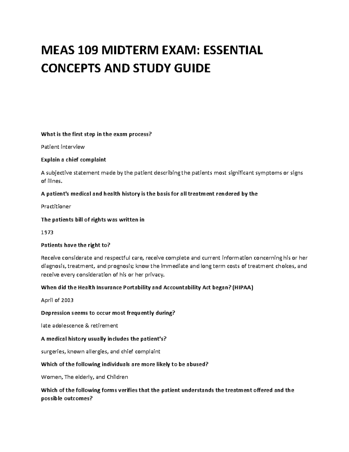 MEAS 109 MIDTERM EXAM: KEY CONCEPTS AND STUDY GUIDE - Studocu