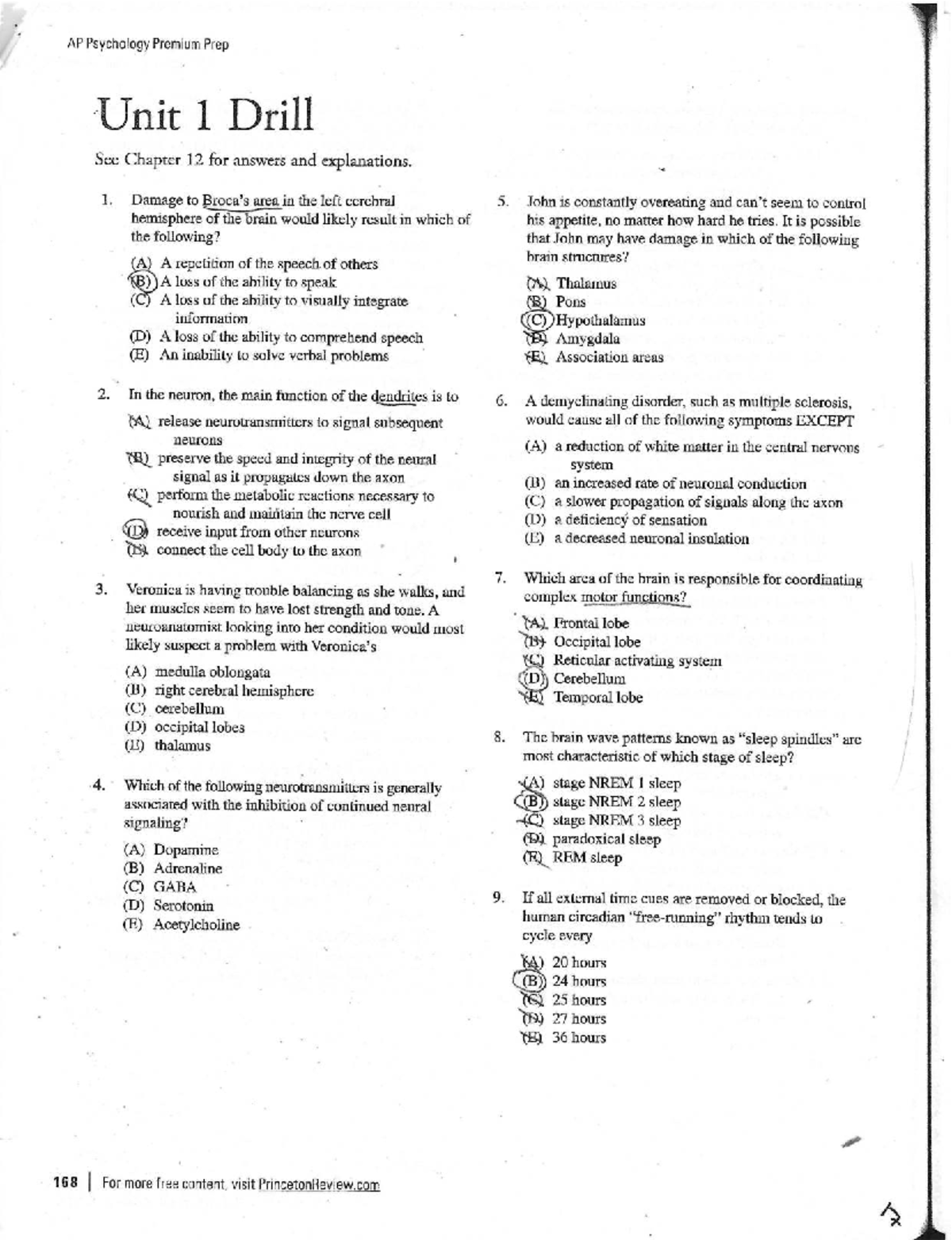 AP Psych 101 Unit 1 Review: Key Concepts and Practice Questions - Studocu