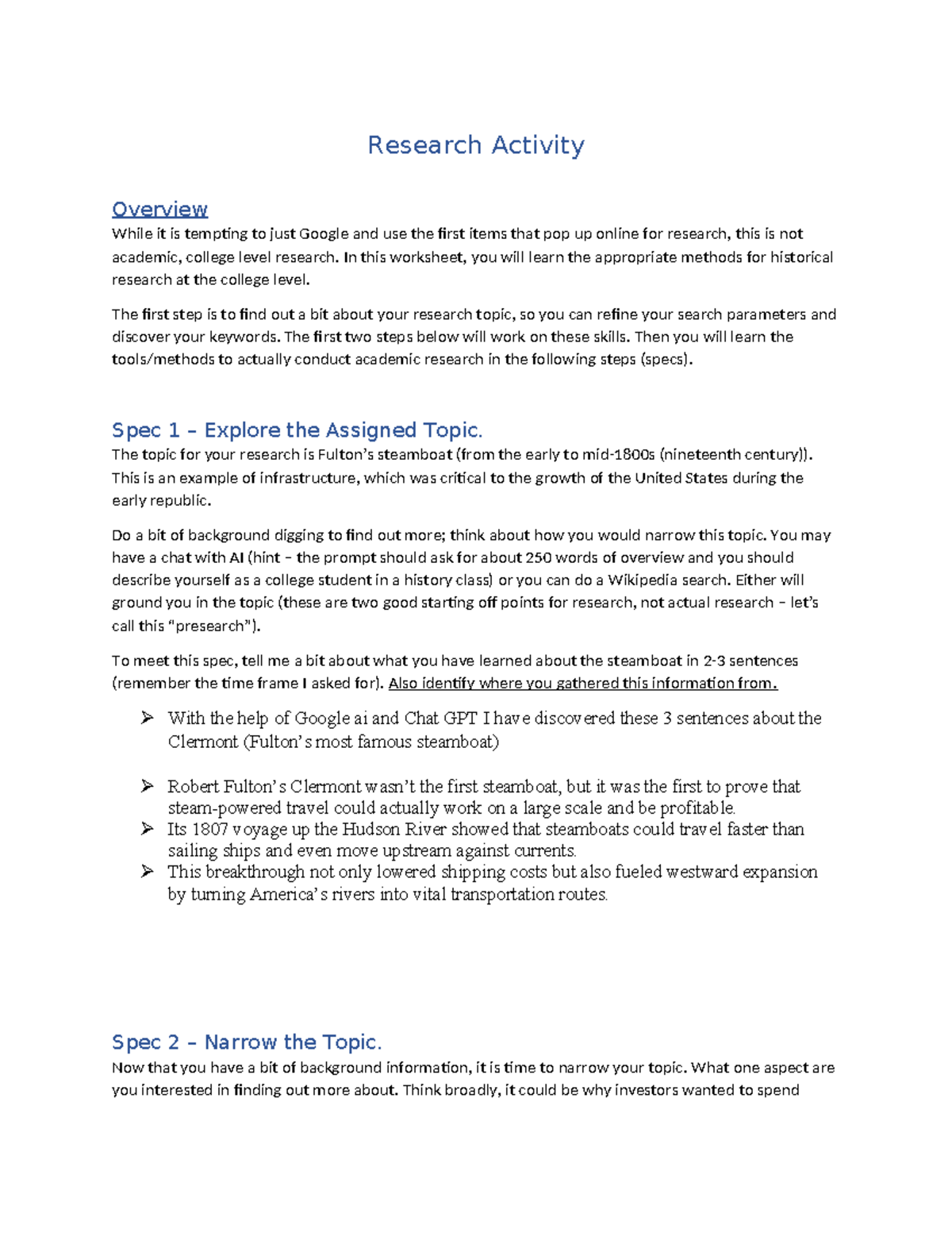 HIST 1331: Overview of Research Activity on Steamboats - Studocu