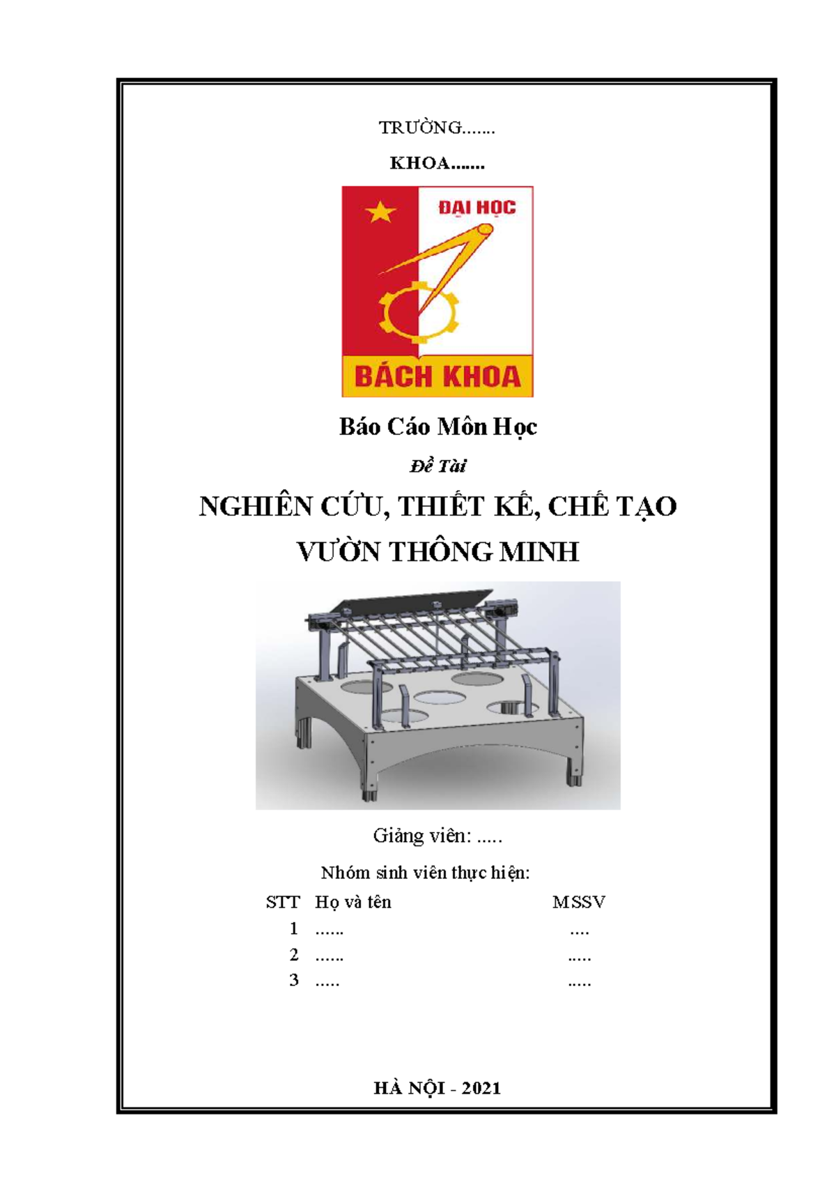 BÁO CÁO ĐỒ ÁN TỐT NGHIỆP: NGHIÊN CỨU VƯỜN THÔNG MINH 2024 - Studocu