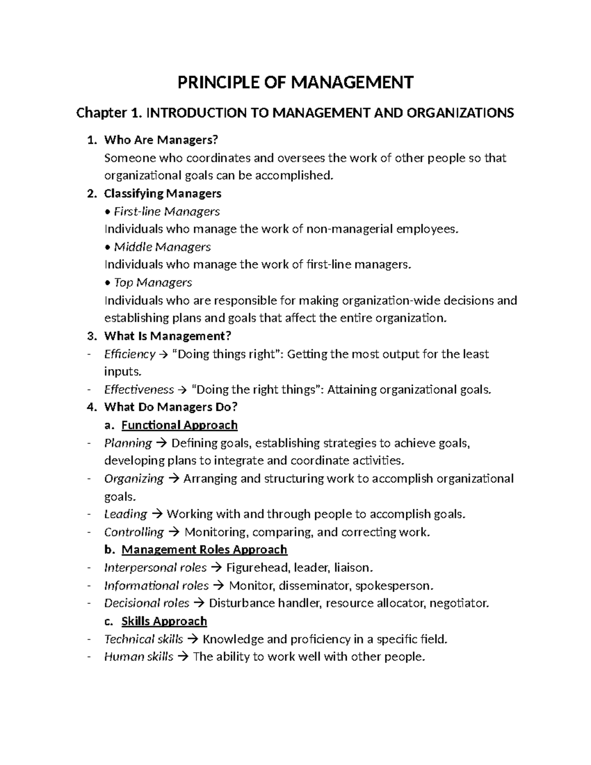 Principle of Management (MGT101) Chapter 1: Introduction to Management ...