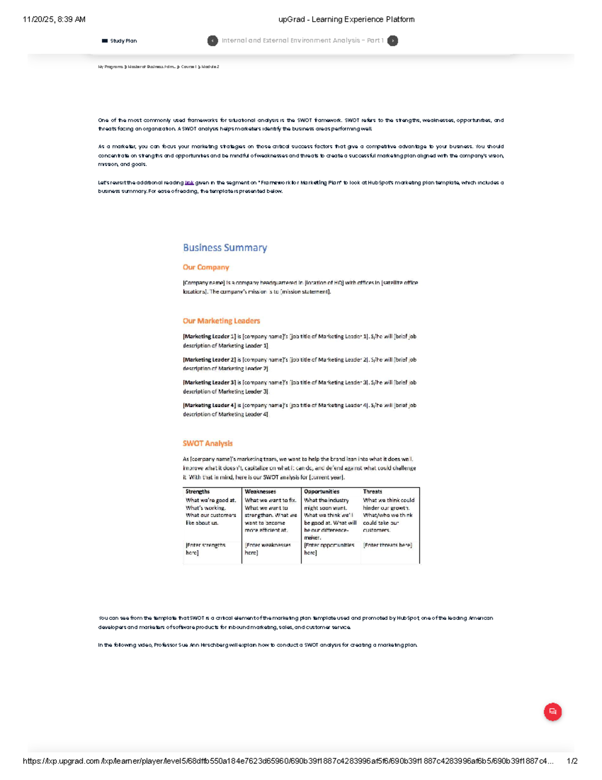 Internal and External Environment Analysis: SWOT Framework Overview ...