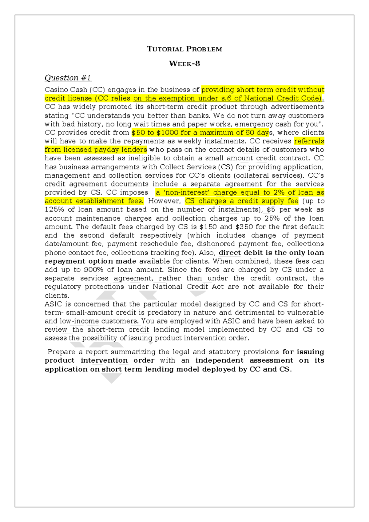 BTF3601 - Tutorial Problem: Assessing ASIC's Product Intervention Order ...