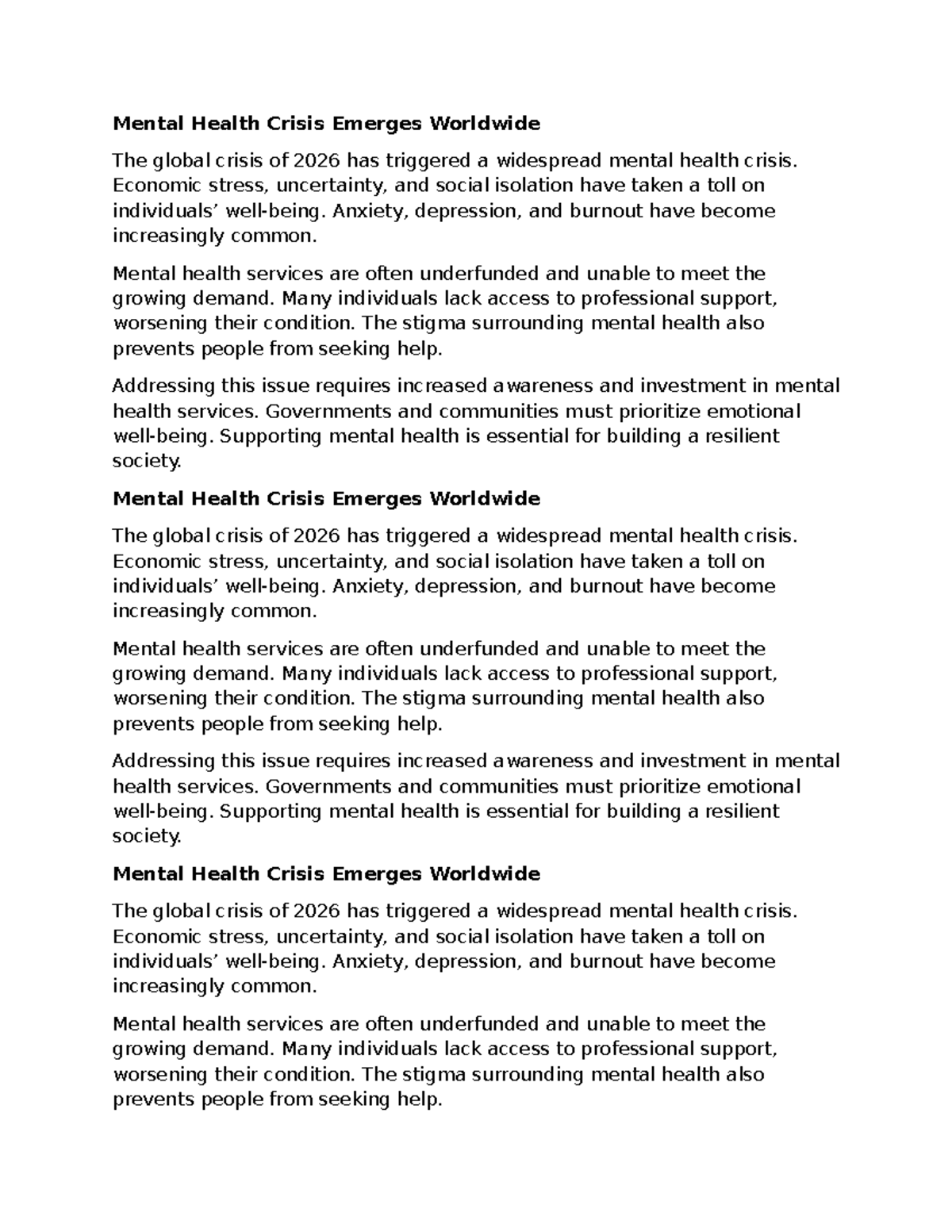 Global Mental Health Crisis of 2026: Challenges & Solutions - Studocu