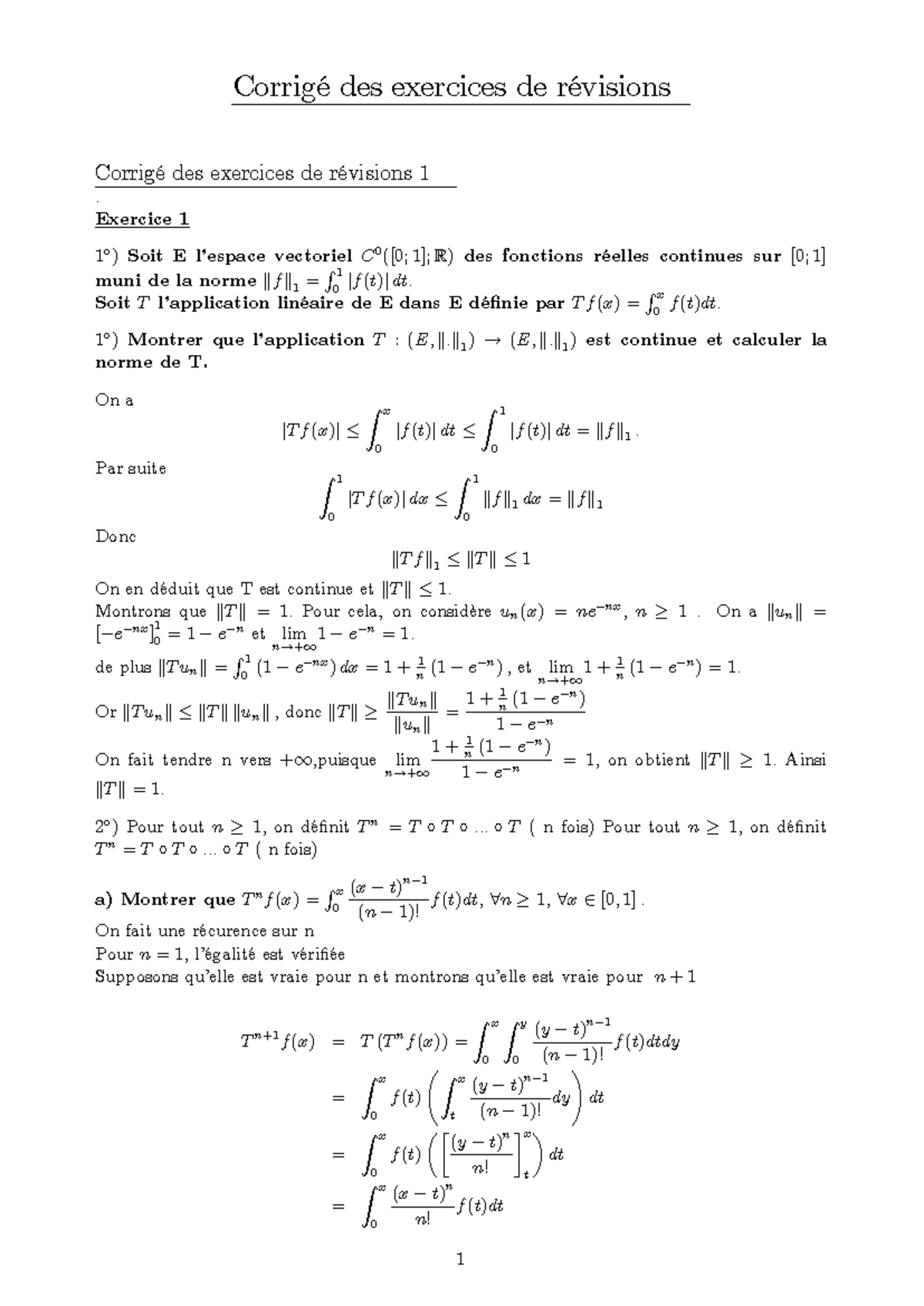 Corrigé des Exercices de Révisions 1, 2 et 3 en Mathématiques - Studocu