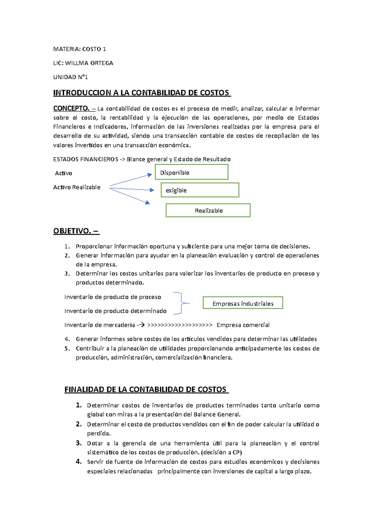 Introducción a la Contabilidad de Costos - Costo 1: Fundamentos y ...
