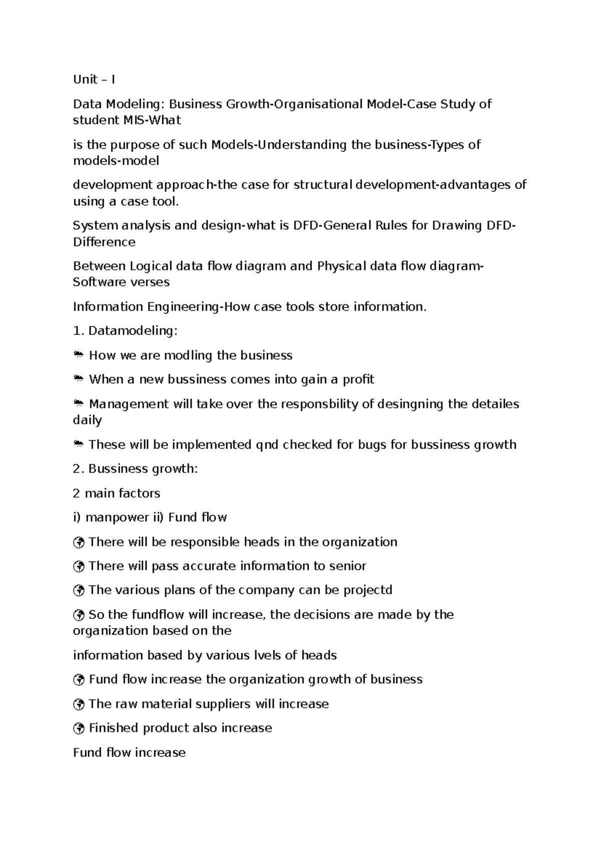 Unit I - CASE Tools for BCA: Data Modeling and Business Analysis - Studocu