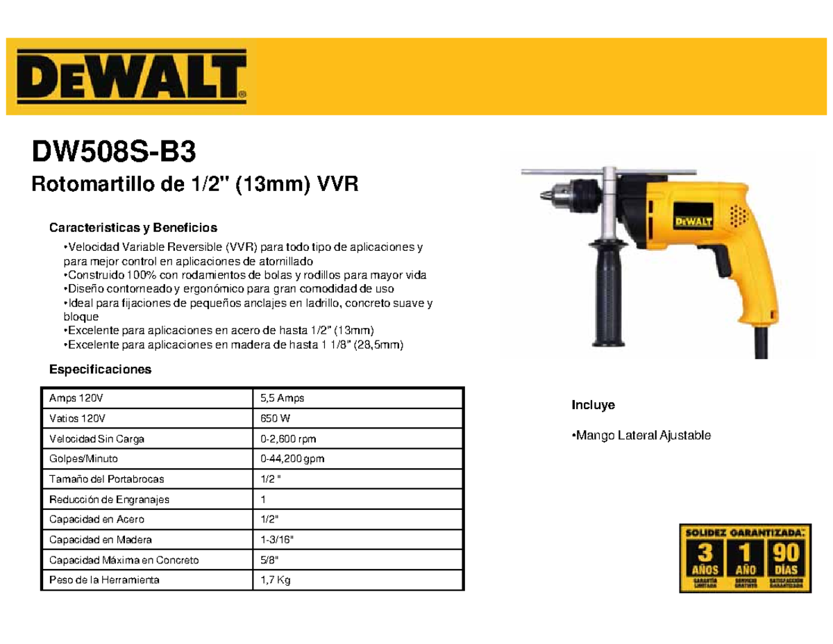 DEWALT DCH293B 20V Ax XR – Taladro De Artillo Giratorio SDS Plus En