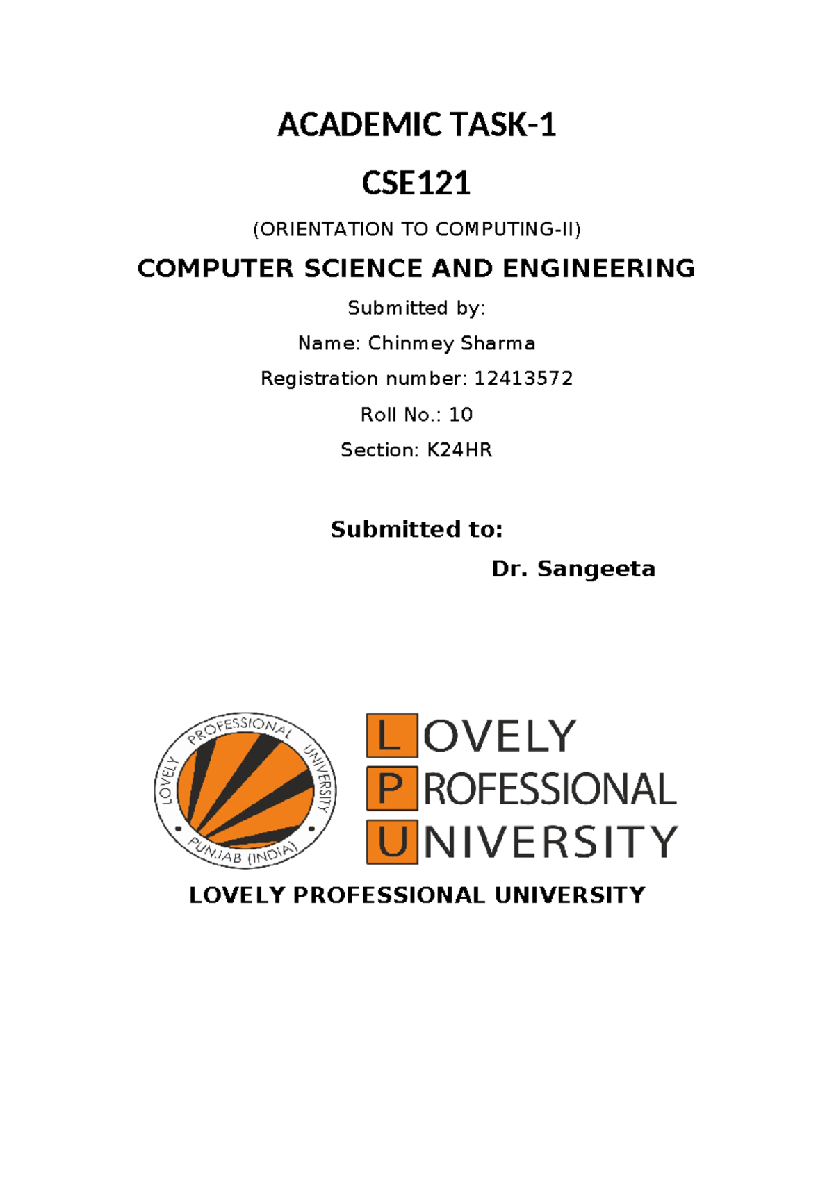 MOOC - mooc of int306 - ACADEMIC TASK- CSE (ORIENTATION TO COMPUTING-II ...