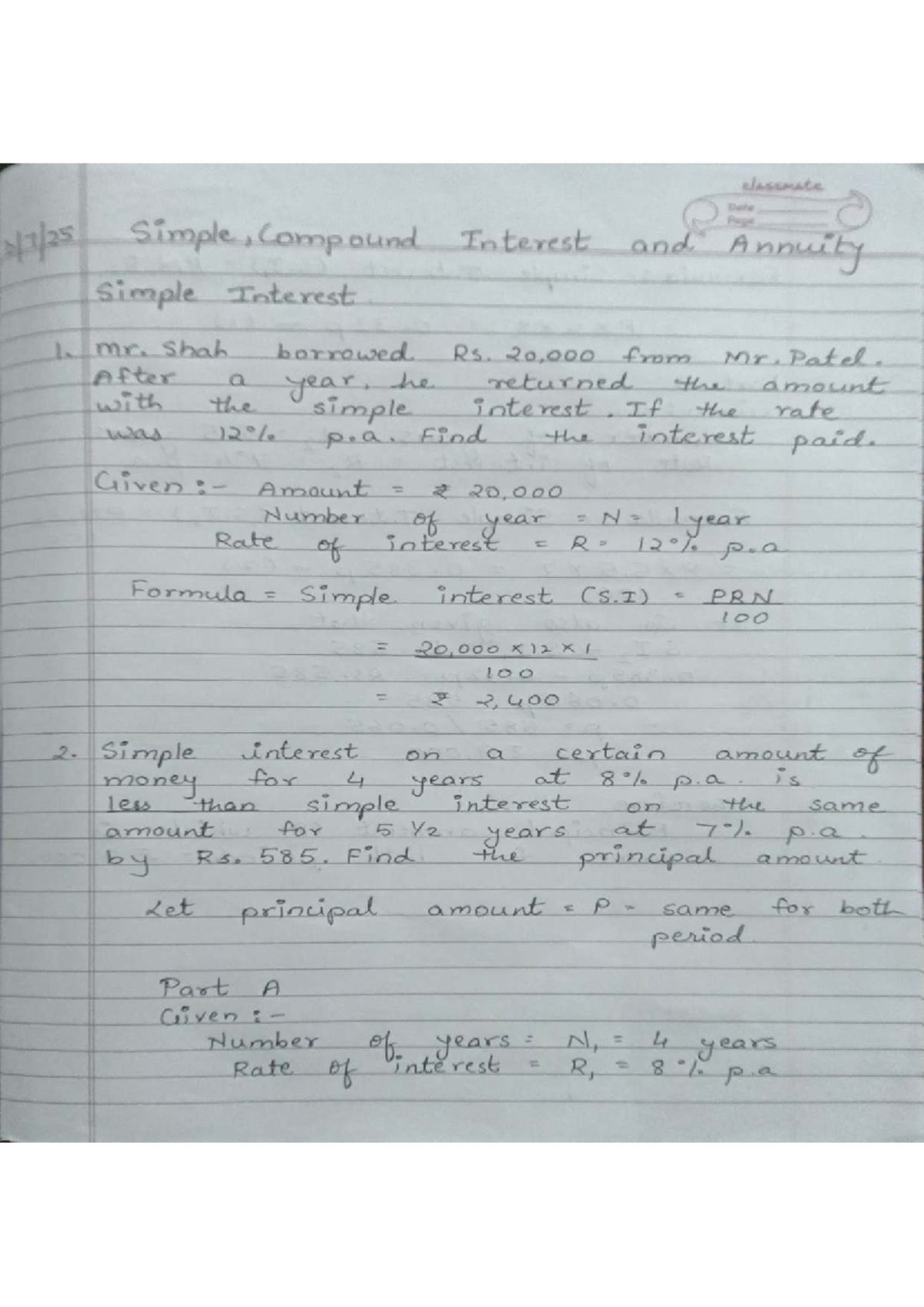 Maths Notes: Simple & Compound Interest, Annuity Concepts - Studocu