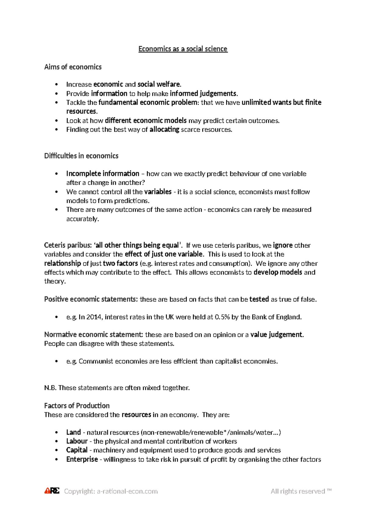 1.1.1 - 1.1.3 - Economics as a Social Science: Key Concepts ...