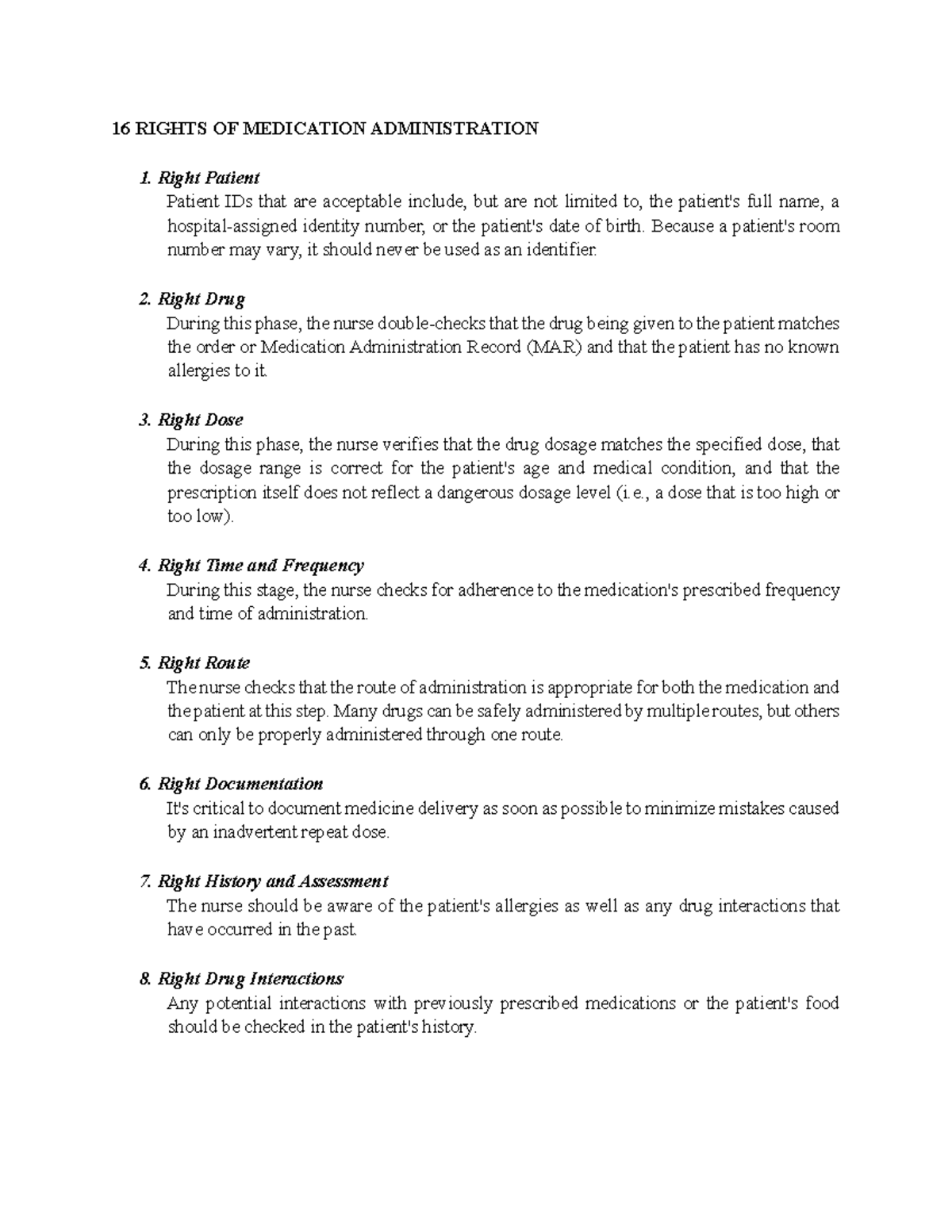 16 Rights of Medication Administration: Ensuring Safe Practices - Studocu