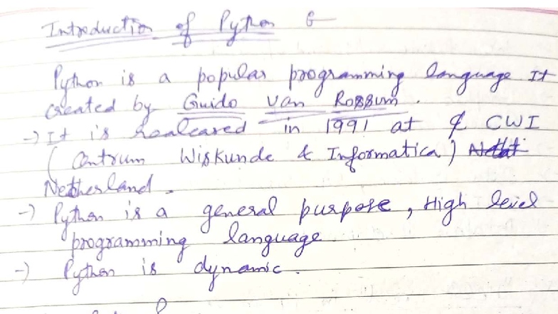 Python Notes for Course ID: PY 101 - Studocu