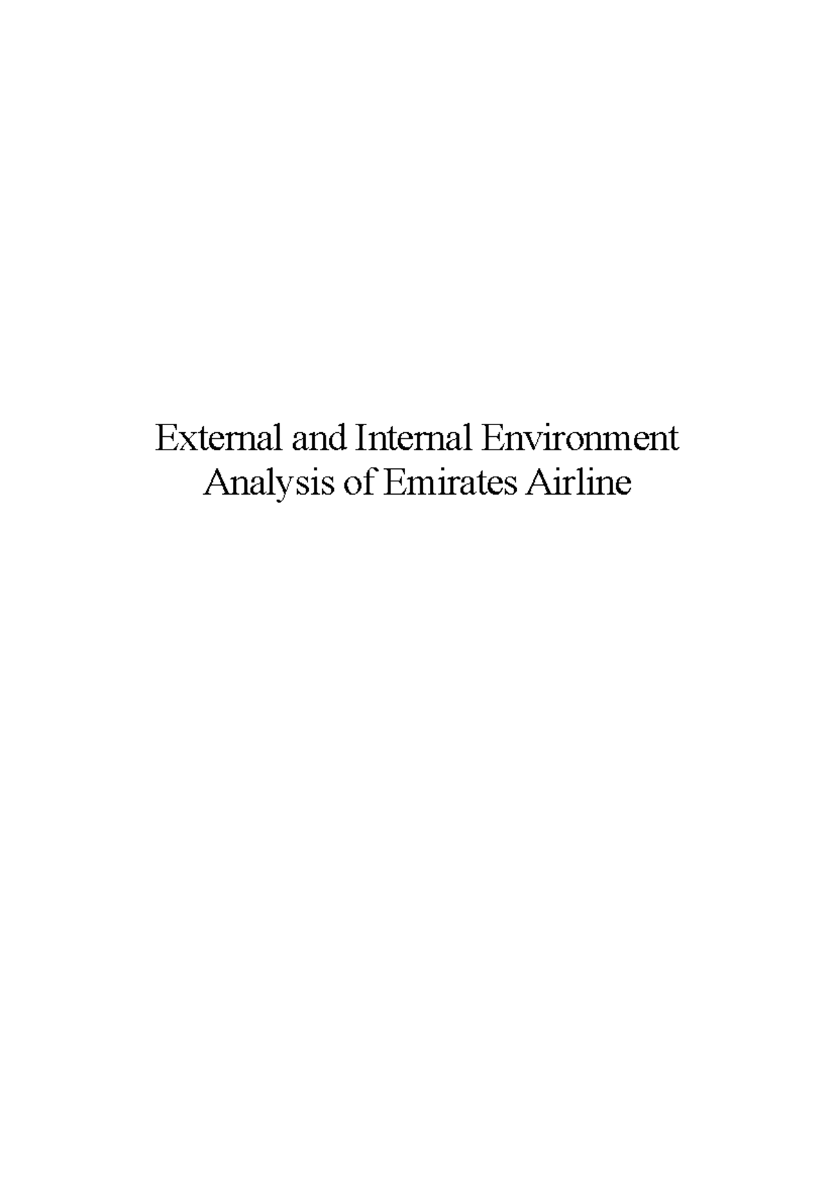 Emirates Airline: External & Internal Environment Analysis (BUS 101 ...