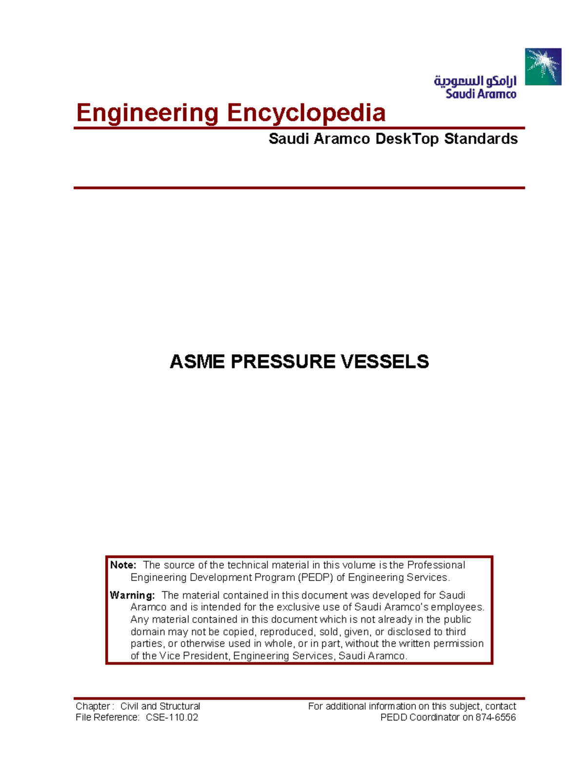 ASME Pressure Vssels - ASME spec's - Note: The source of the technical ...