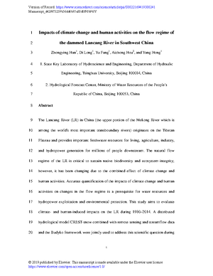 Analysis of Climate Change and Human Impact on Streamflow in LR Basin ...