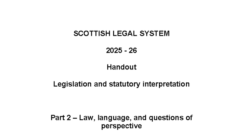 SLS Legislation 2025-26 Handout 2: Law, Language & Perspective - Studocu
