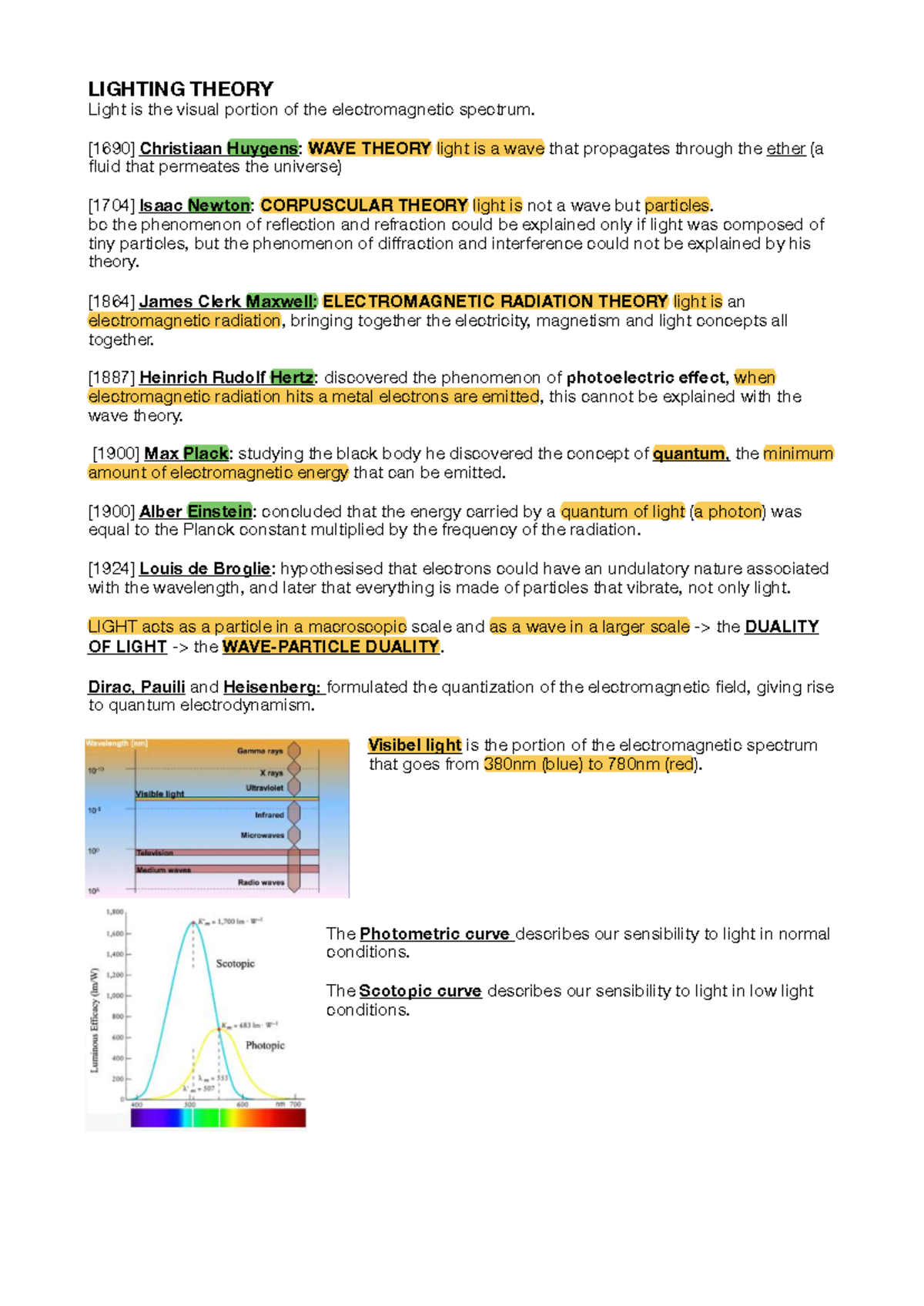 LEZ 01 Illuminotecnica: Theories of Light and Electromagnetic Spectrum ...