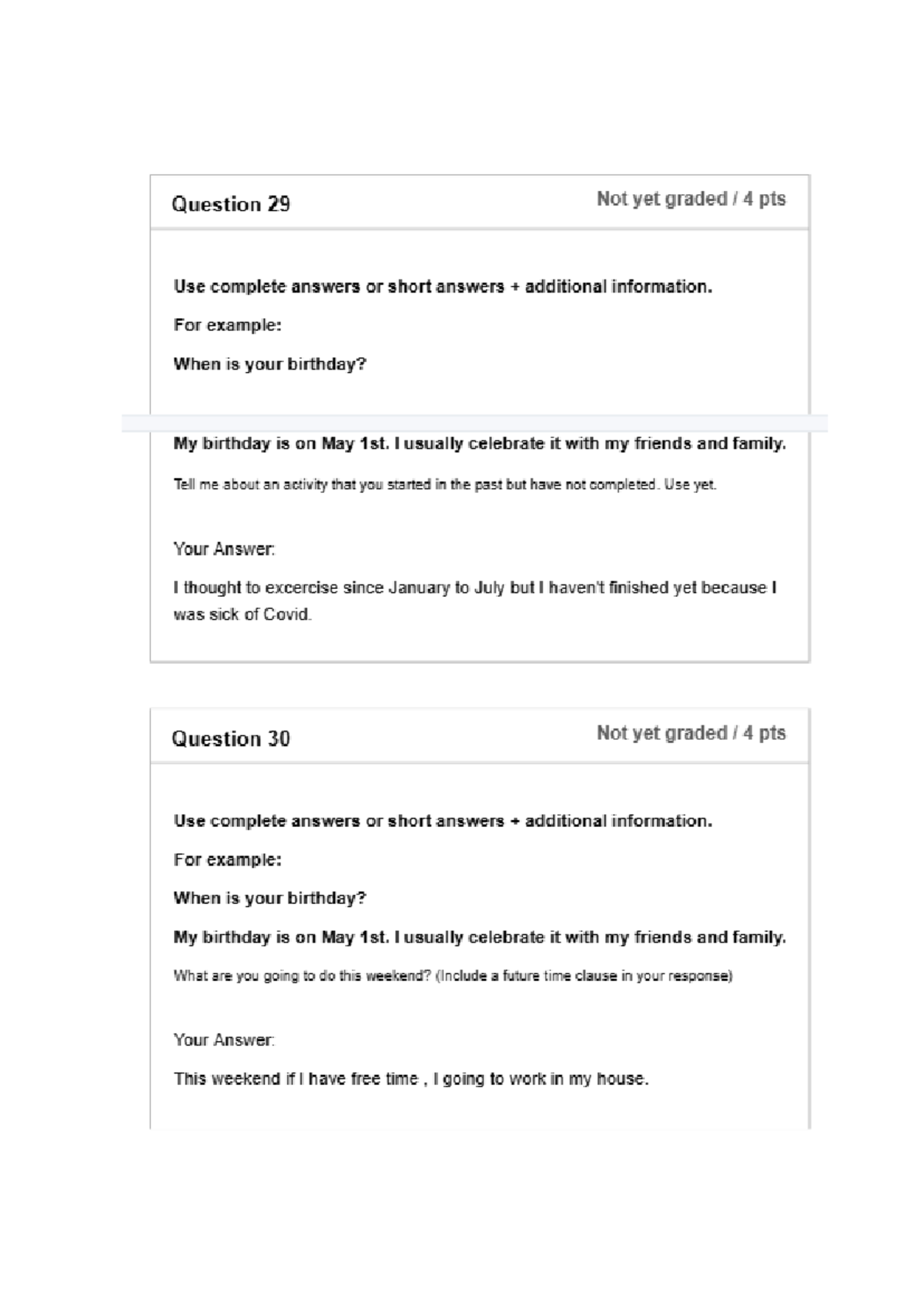 Question 29 & 30 Responses - English Language Practice - Studocu