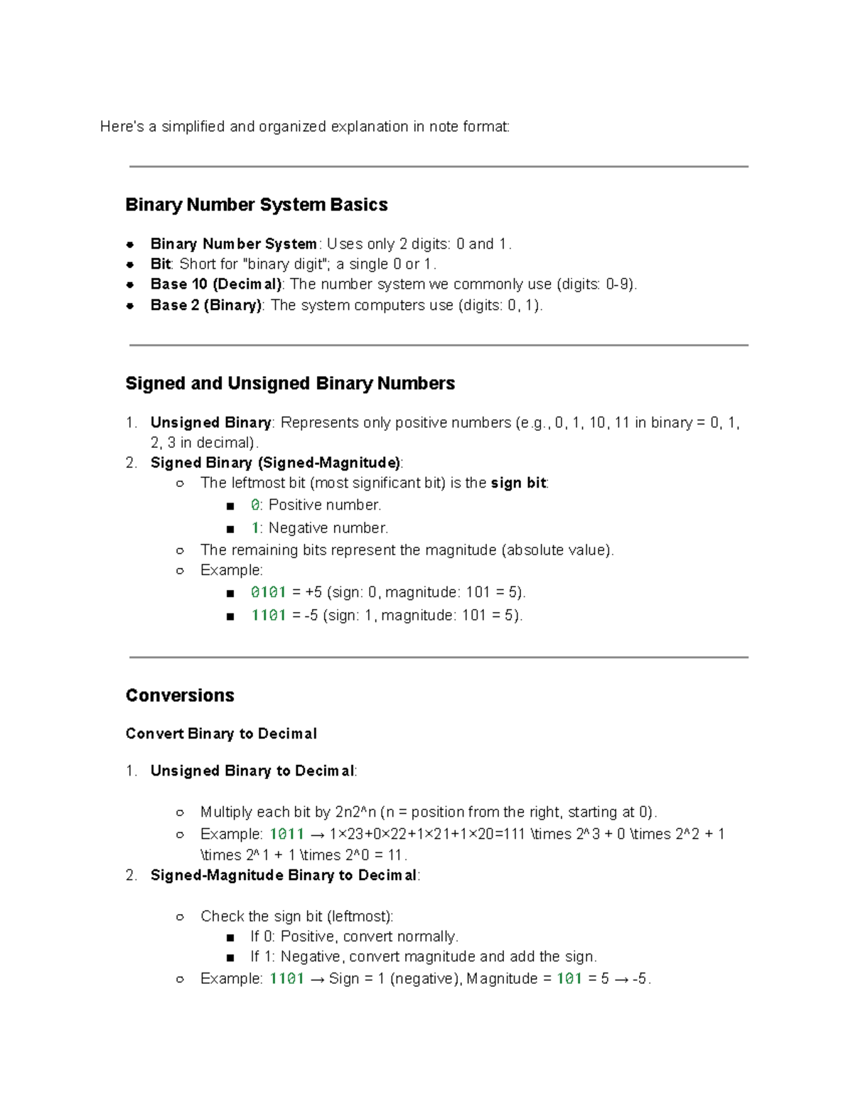 Binary System Notes - Here’s a simplified and organized explanation in ...