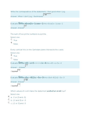 Calculus 2 Prelim Finals INC - Question 1 Complete Mark 1 out of 1 ...