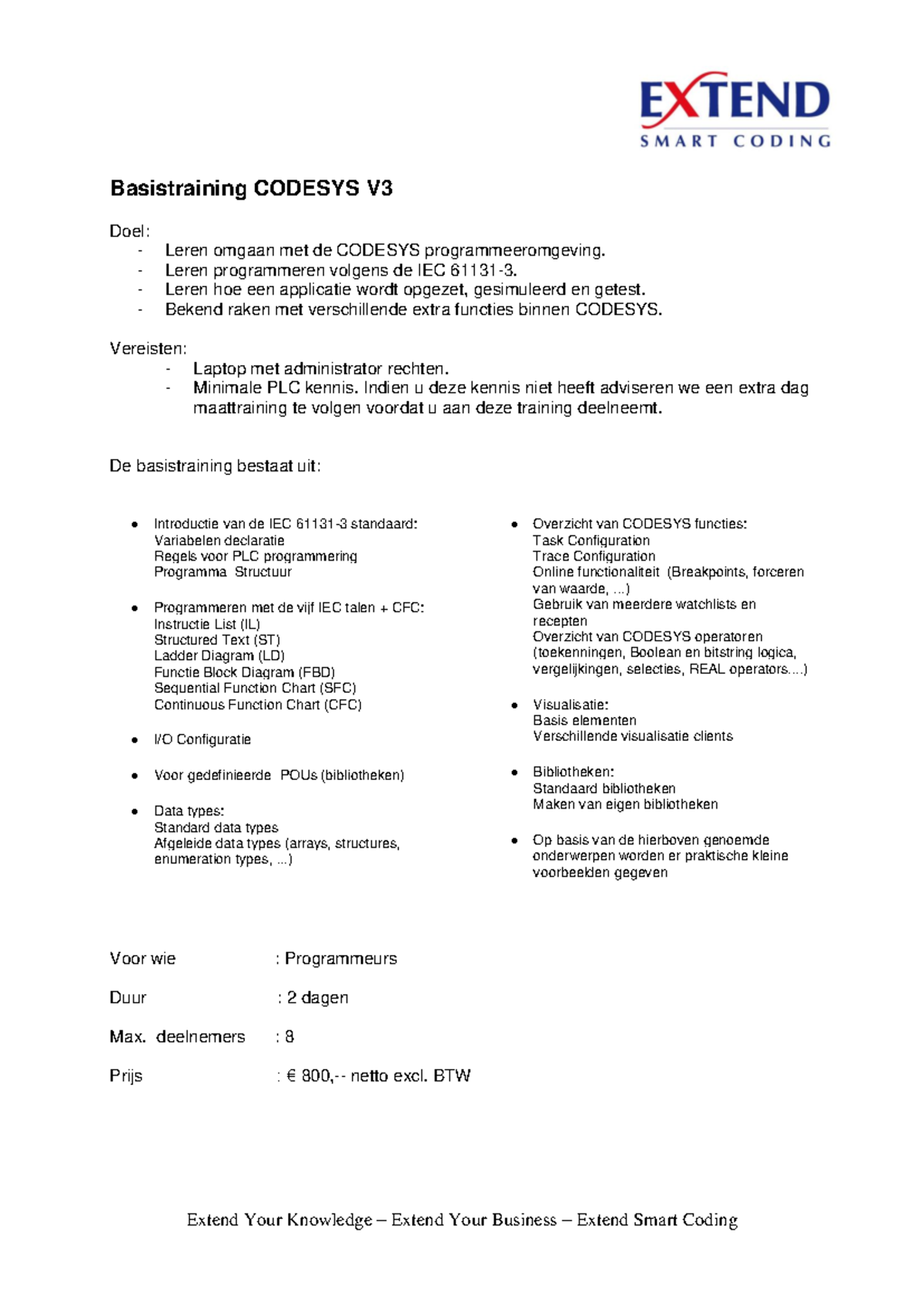 Basistraining CODESYS V3: Programmeren volgens IEC 61131-3 - Studeersnel
