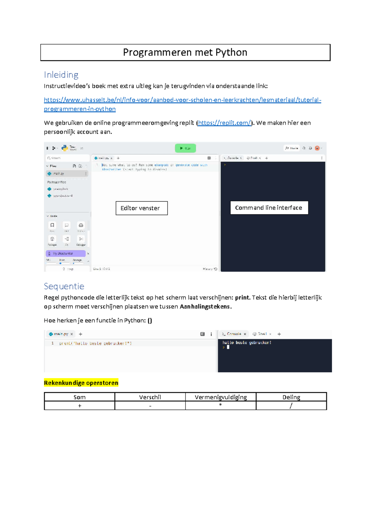 Samenvatting Programmeren met Python (Inleiding) - Oefeningen en Uitleg ...