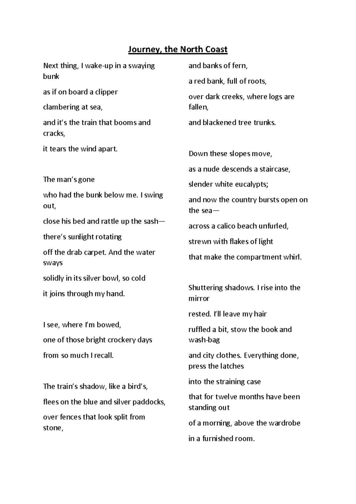 Robert Gray Poems Analysis - HSC Study Guide - Studocu