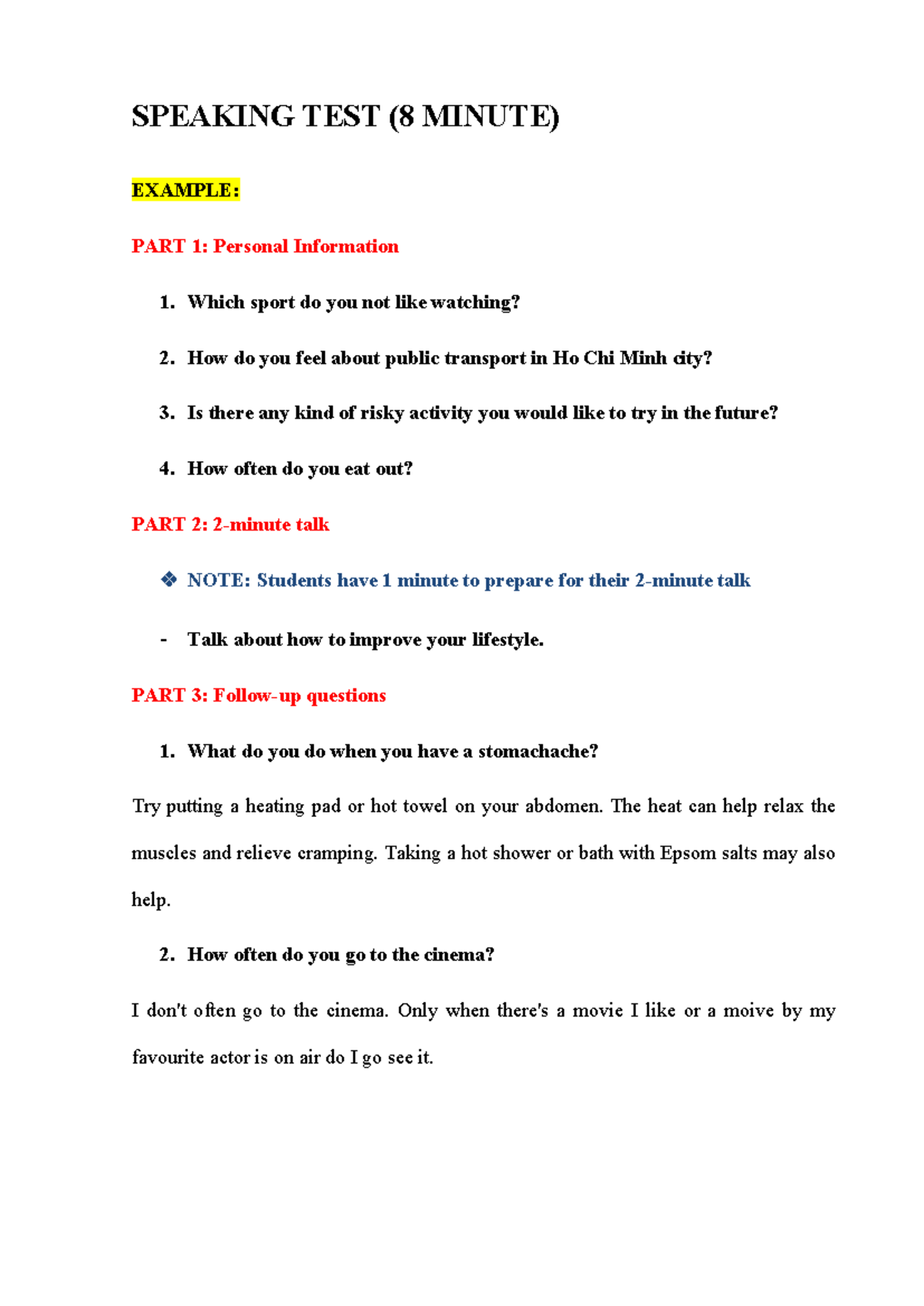 Speaking TEST: A Comprehensive Guide for Effective Communication - Studocu