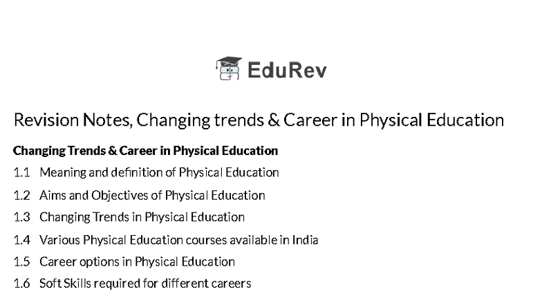 Chptr 1 - Changing Trends and Careers in Physical Education - Studocu