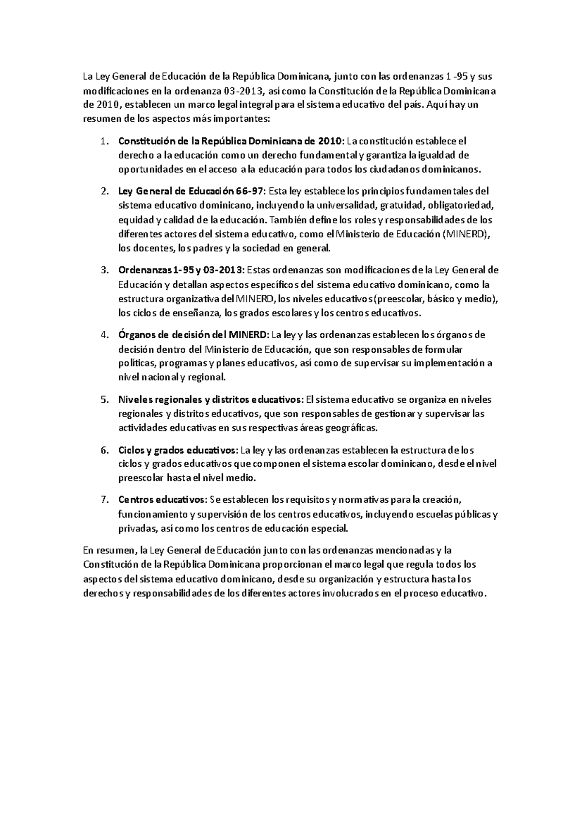 Presentación Ley General de Educación y Ordenanza 03-2013 - Studocu