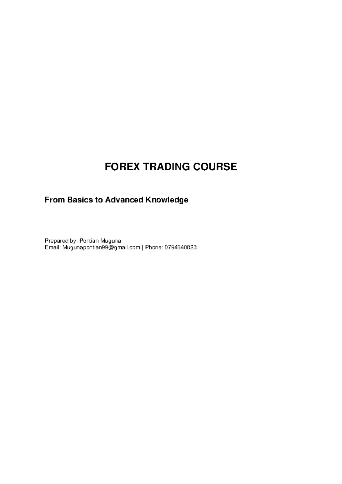 Forex Trading Course: From Basics to Advanced Strategies - Studocu