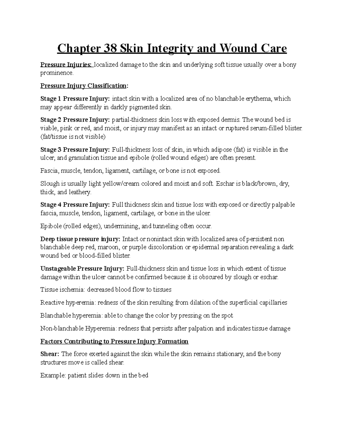 Chapter 38: Skin Integrity & Wound Care Overview and Key Concepts - Studocu