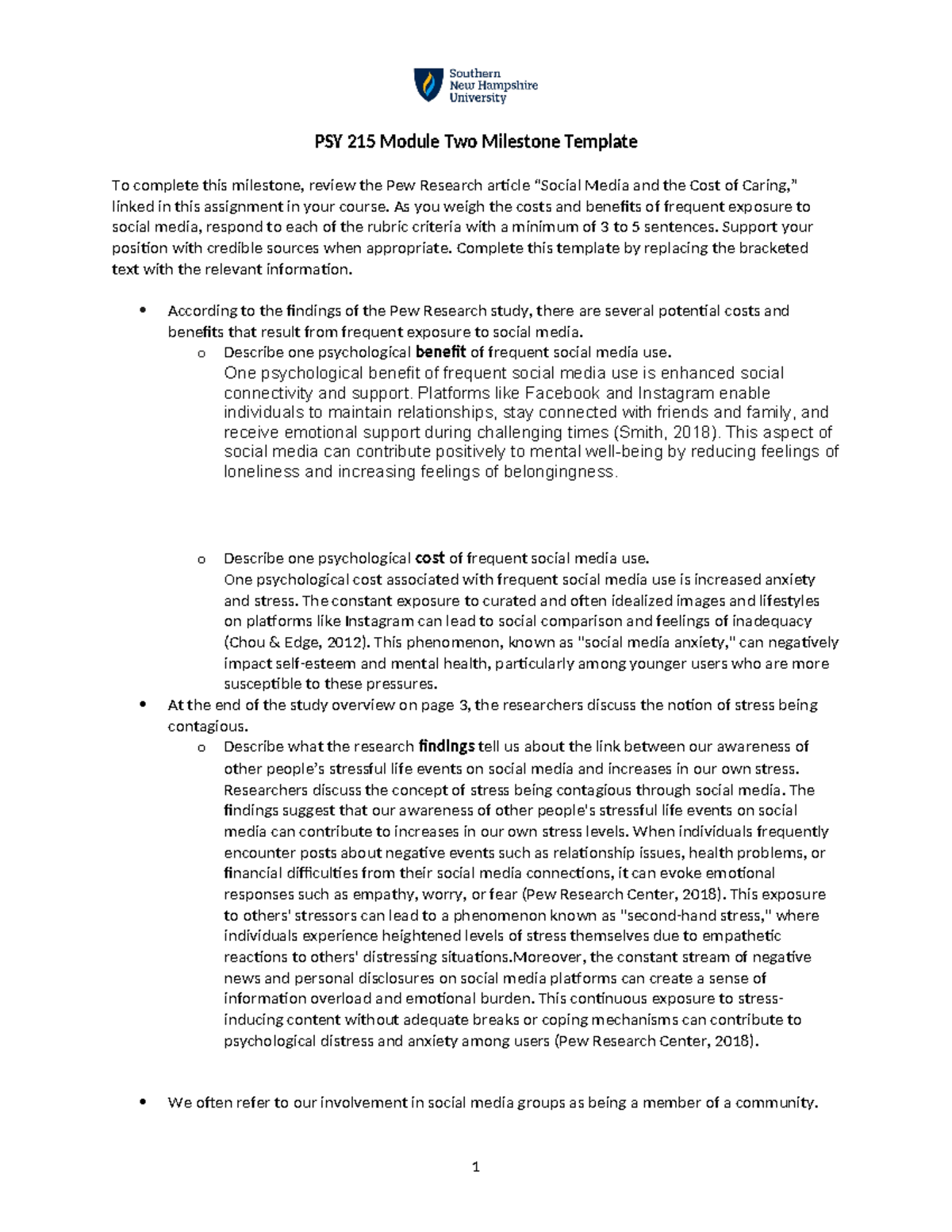 PSY 215 Module 2 MIlestone Template Word Doc - PSY 215 Module Two ...