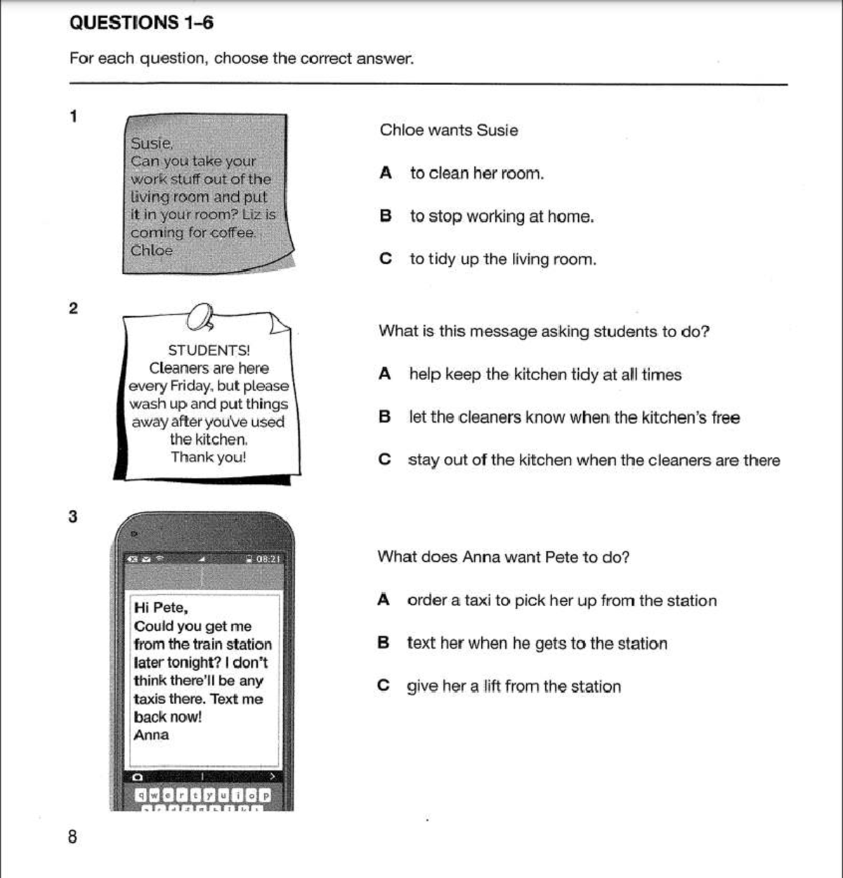 KET Reading Practice Questions and Answers for Students - Studocu