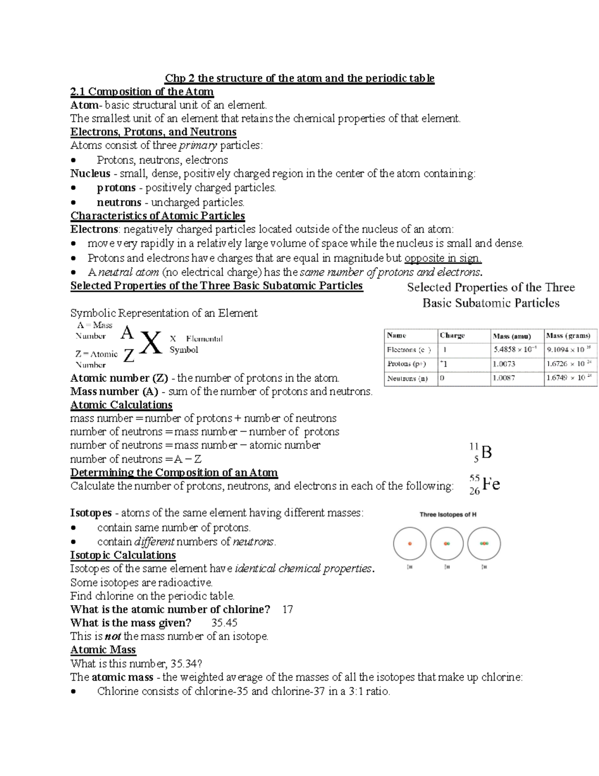 Chp 2: Atomic Structure and the Periodic Table Concepts Explained - Studocu