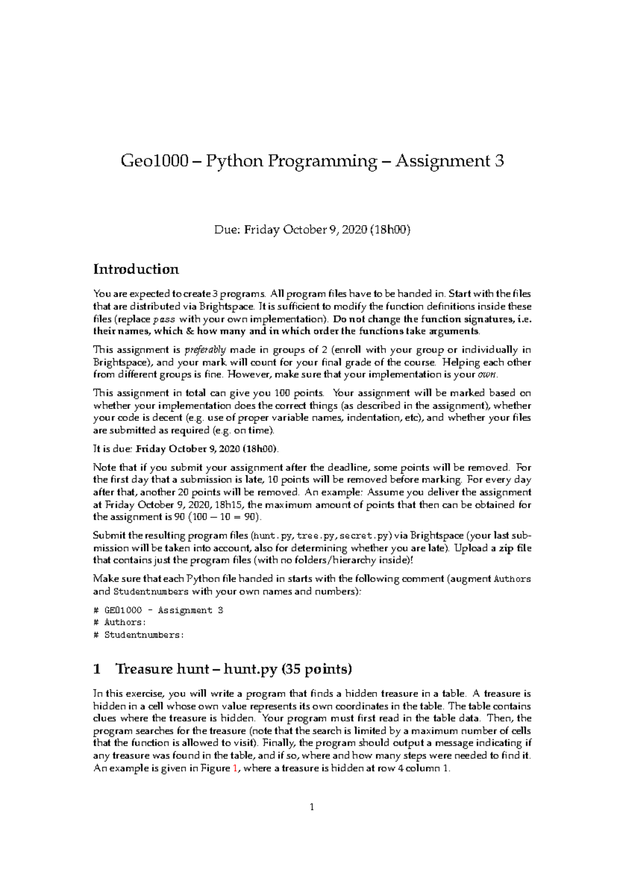 Geo1000 – Python Programming – Assignment 3 - Python Programming for ...