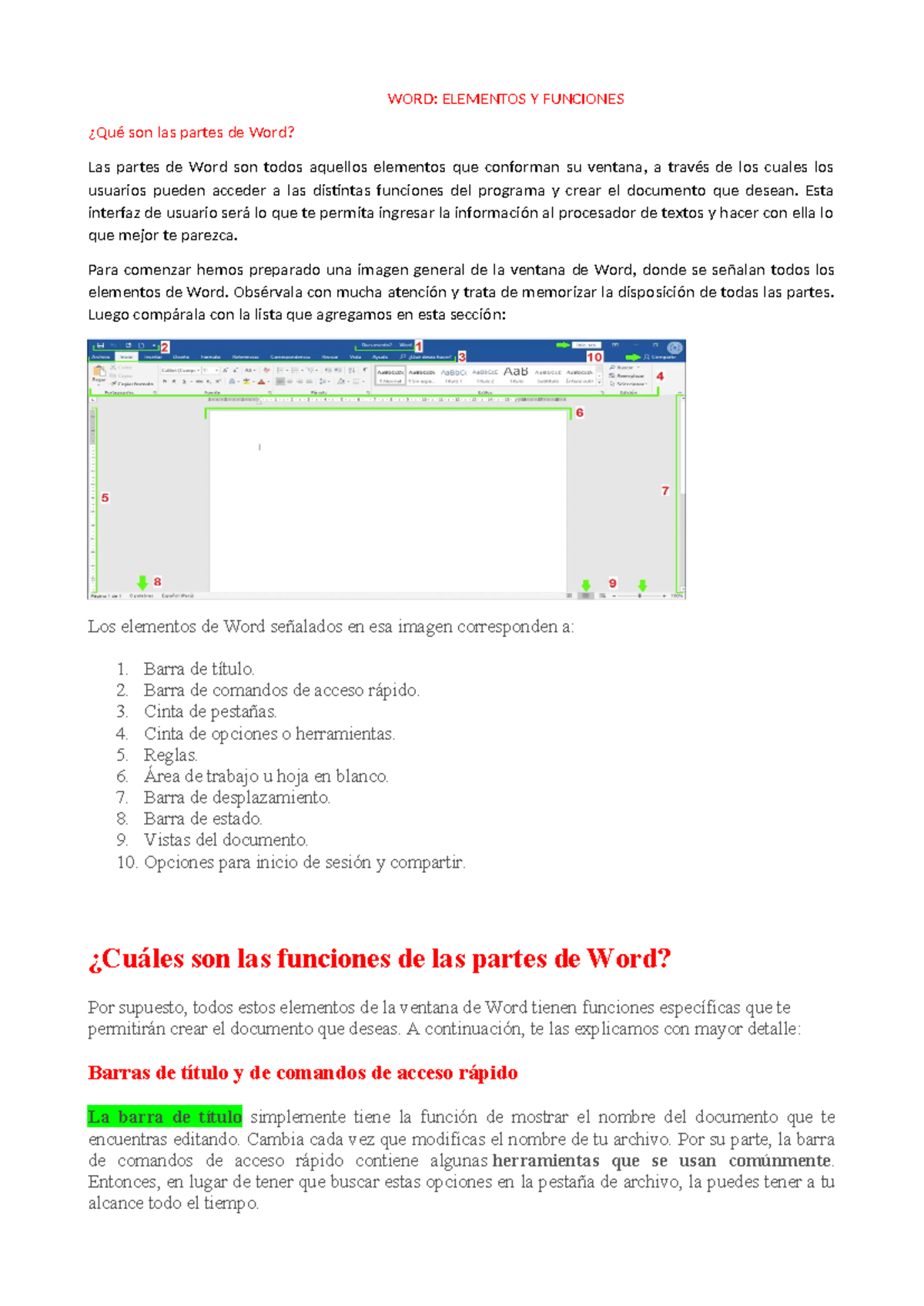 WORD teoria 1-2 - Clases de word, informática - WORD: ELEMENTOS Y ...