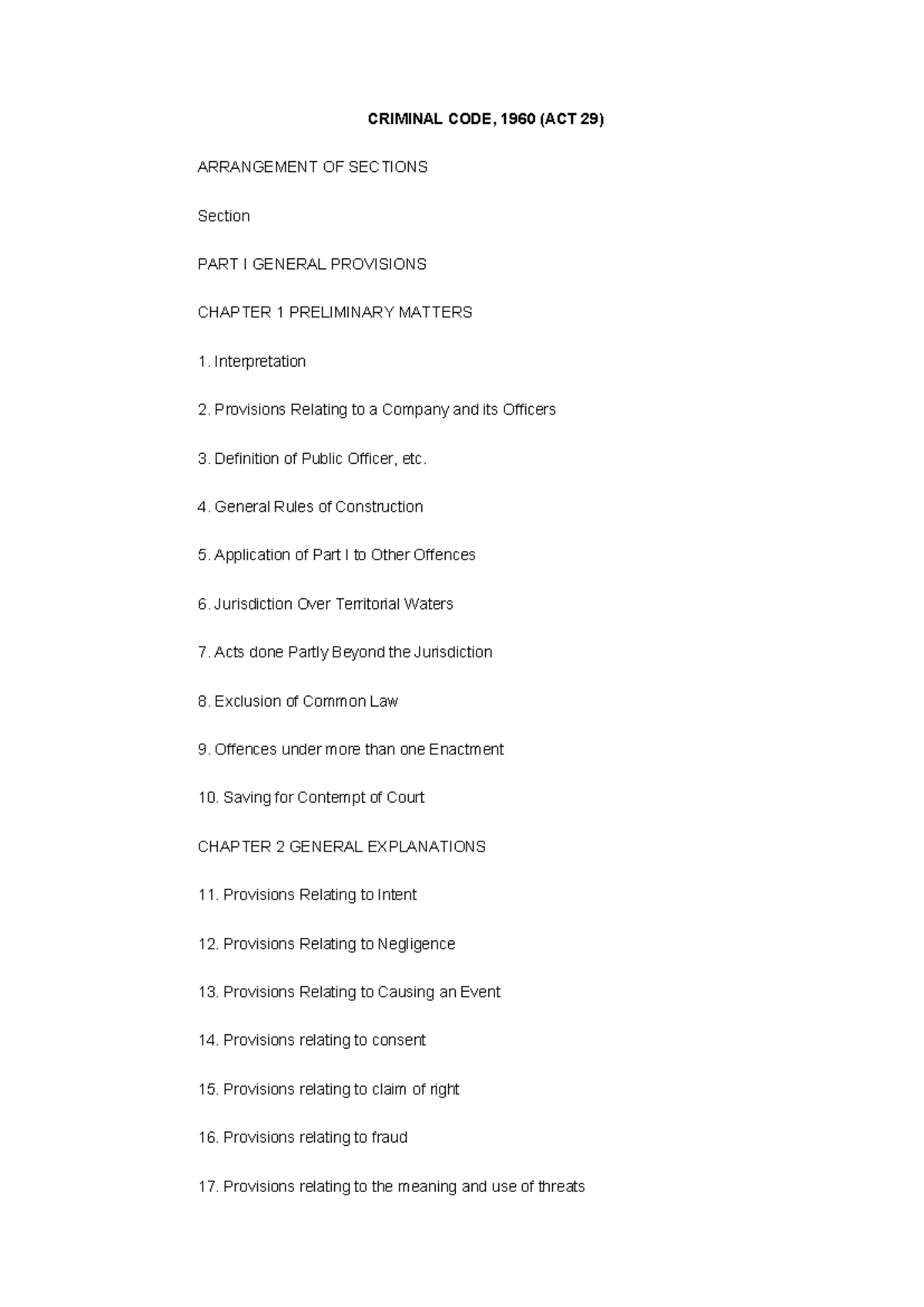 Criminal Code of 1960: Comprehensive Overview and Key Provisions - Studocu