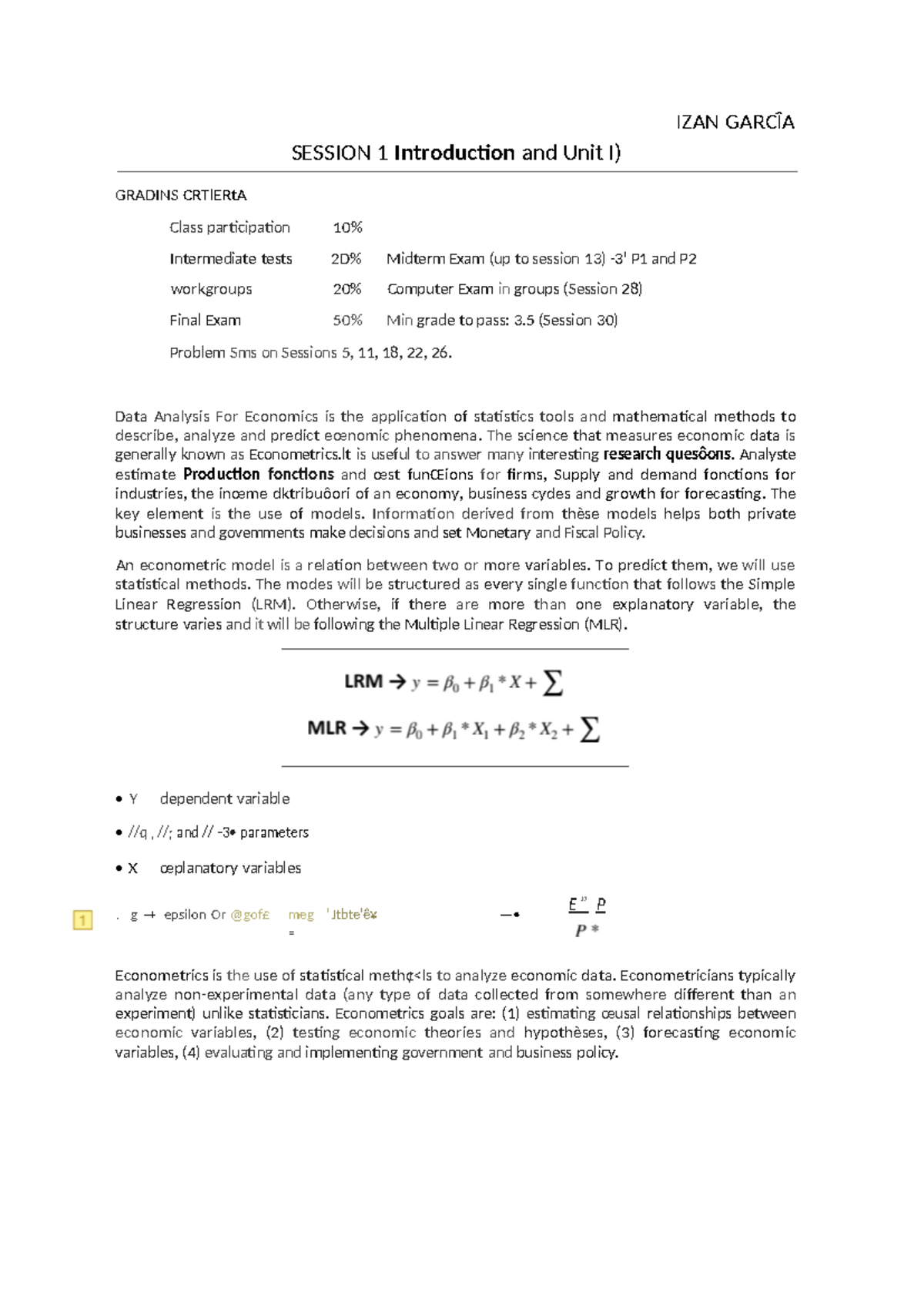 Data Analysis (Econometrics) Final Notes and Key Concepts - Studocu
