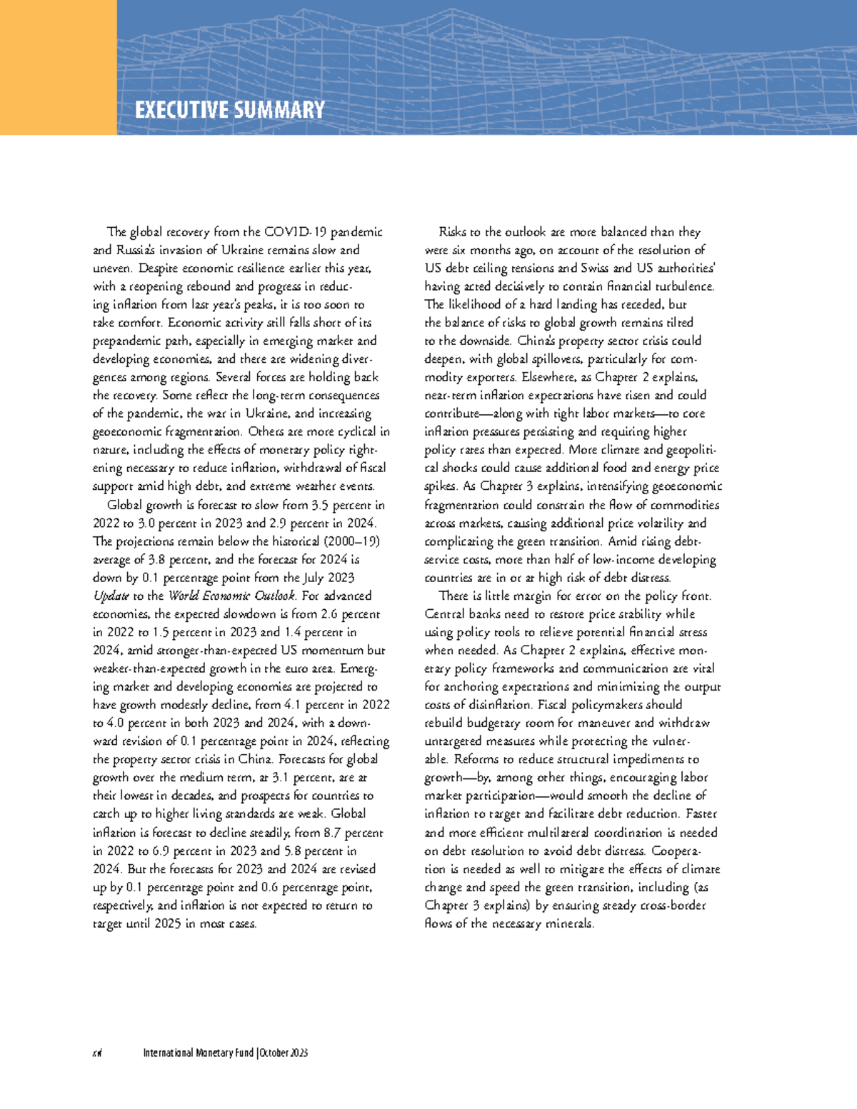 Global Economic Recovery Outlook: Execsum - October 2023 - Studocu