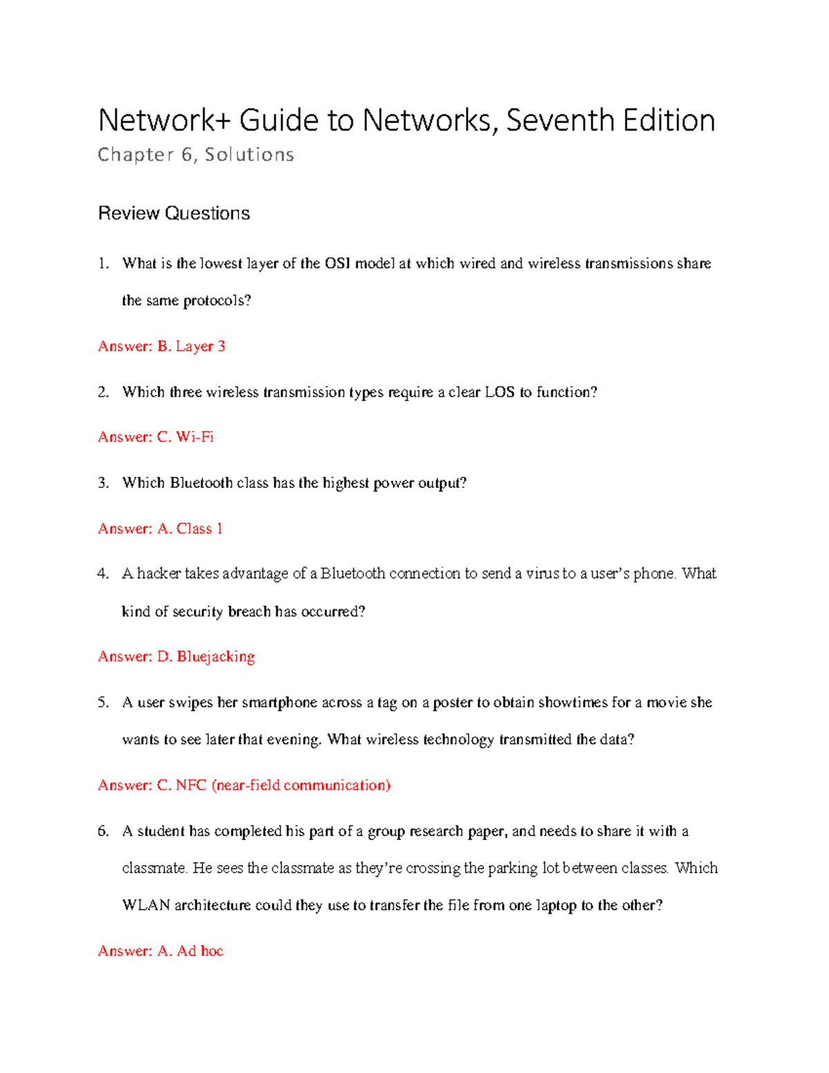 Network 7e Chapter 6 Solutions Review Questions and Answers - Studocu