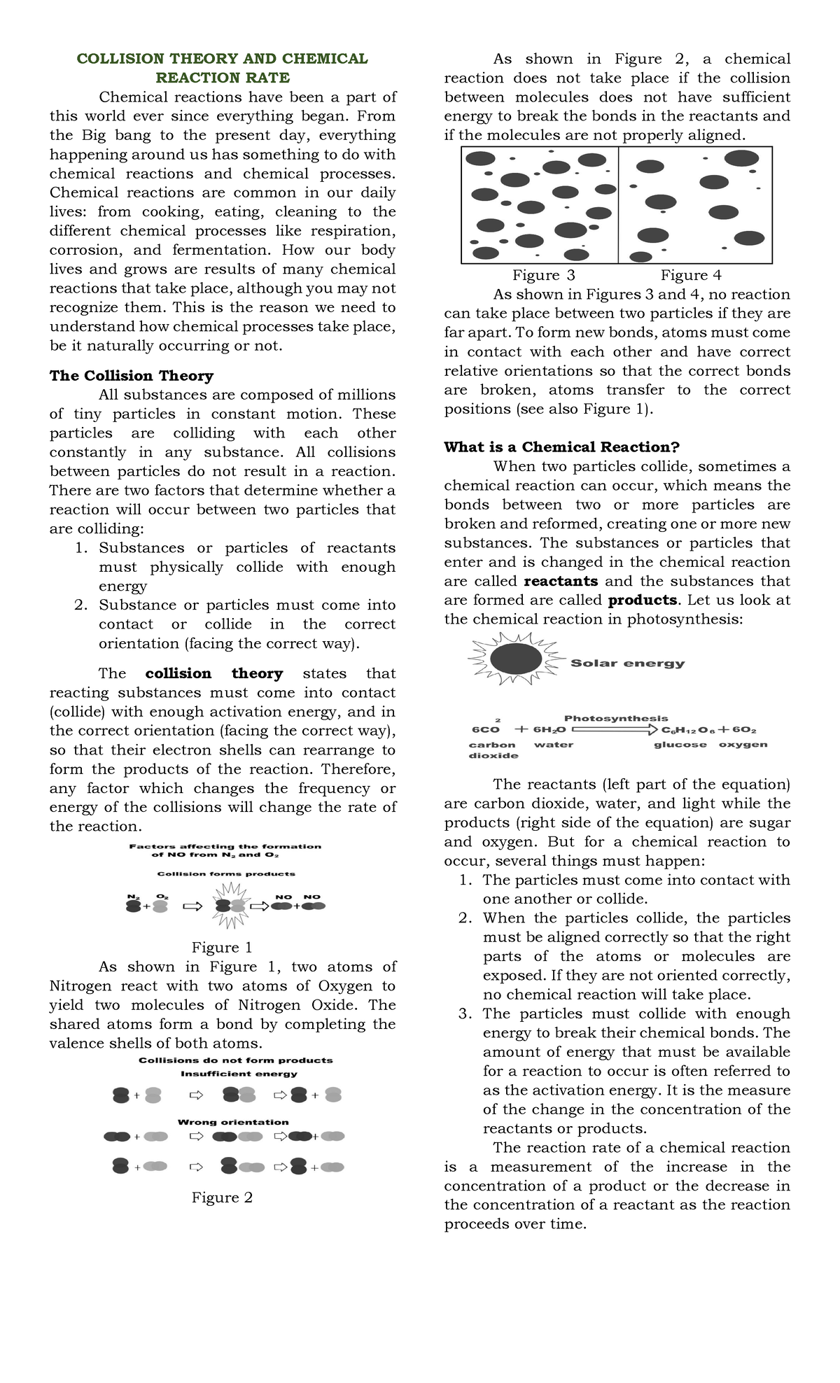 Lesson 6 Rate of Reaction - COLLISION THEORY AND CHEMICAL REACTION RATE ...