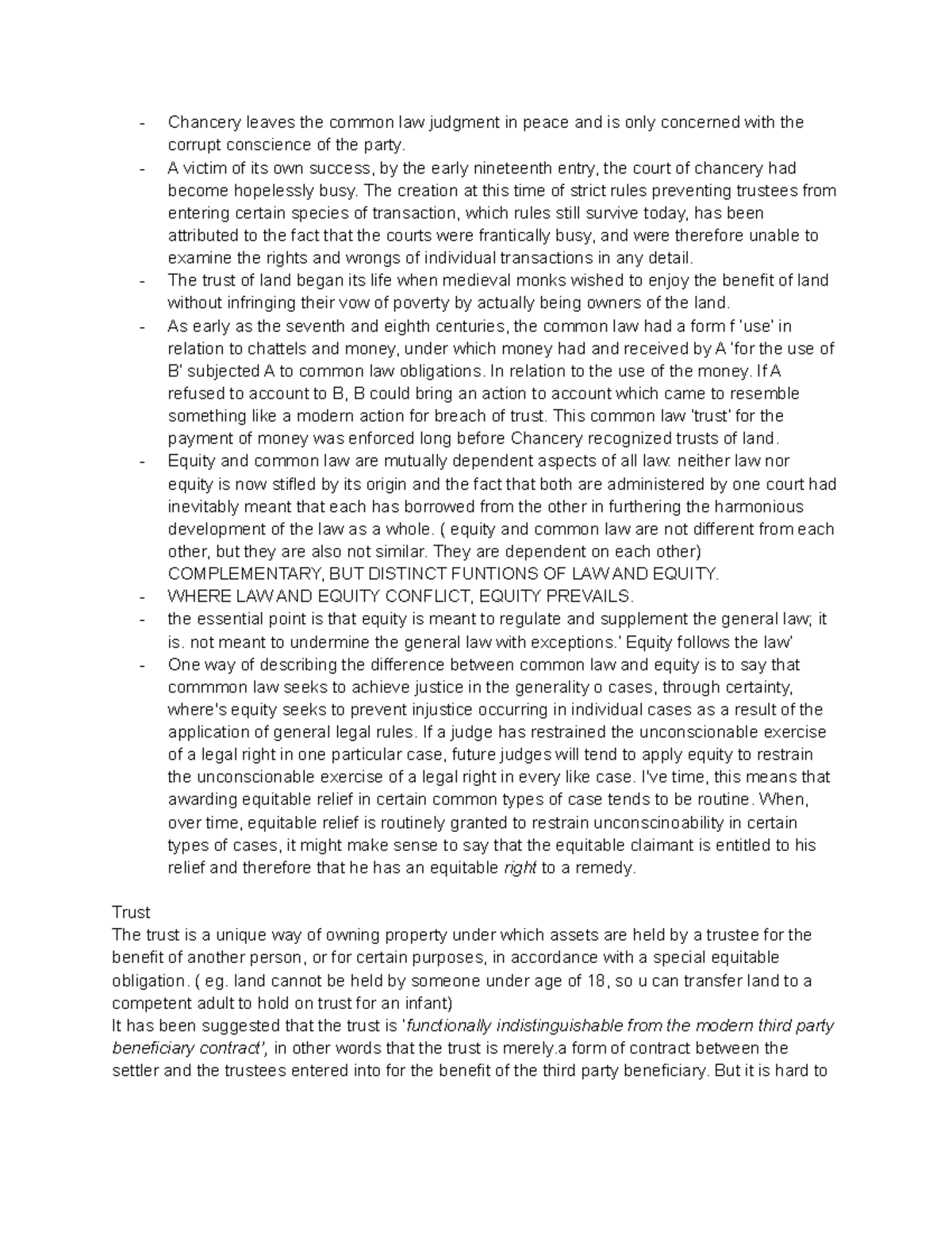 Trusts and Equity: A Comprehensive Overview in Law (LAW 101) - Studocu