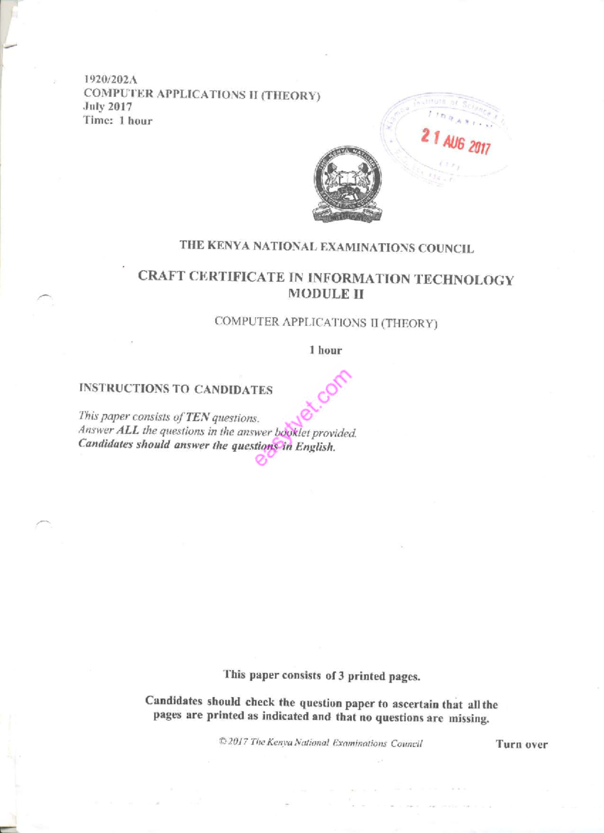 COMPUTER APPLICATIONS II (THEORY) July 2017 Exam Revision Notes - Studocu