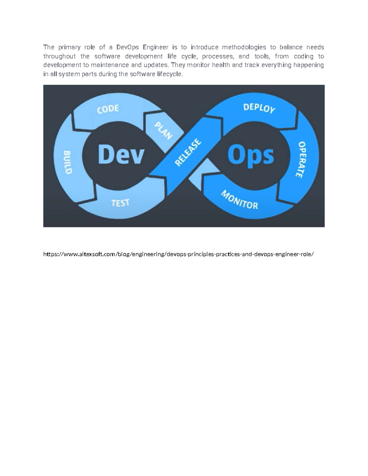Dev Ops - reAd - elective - The primary role of a DevOps Engineer is to ...