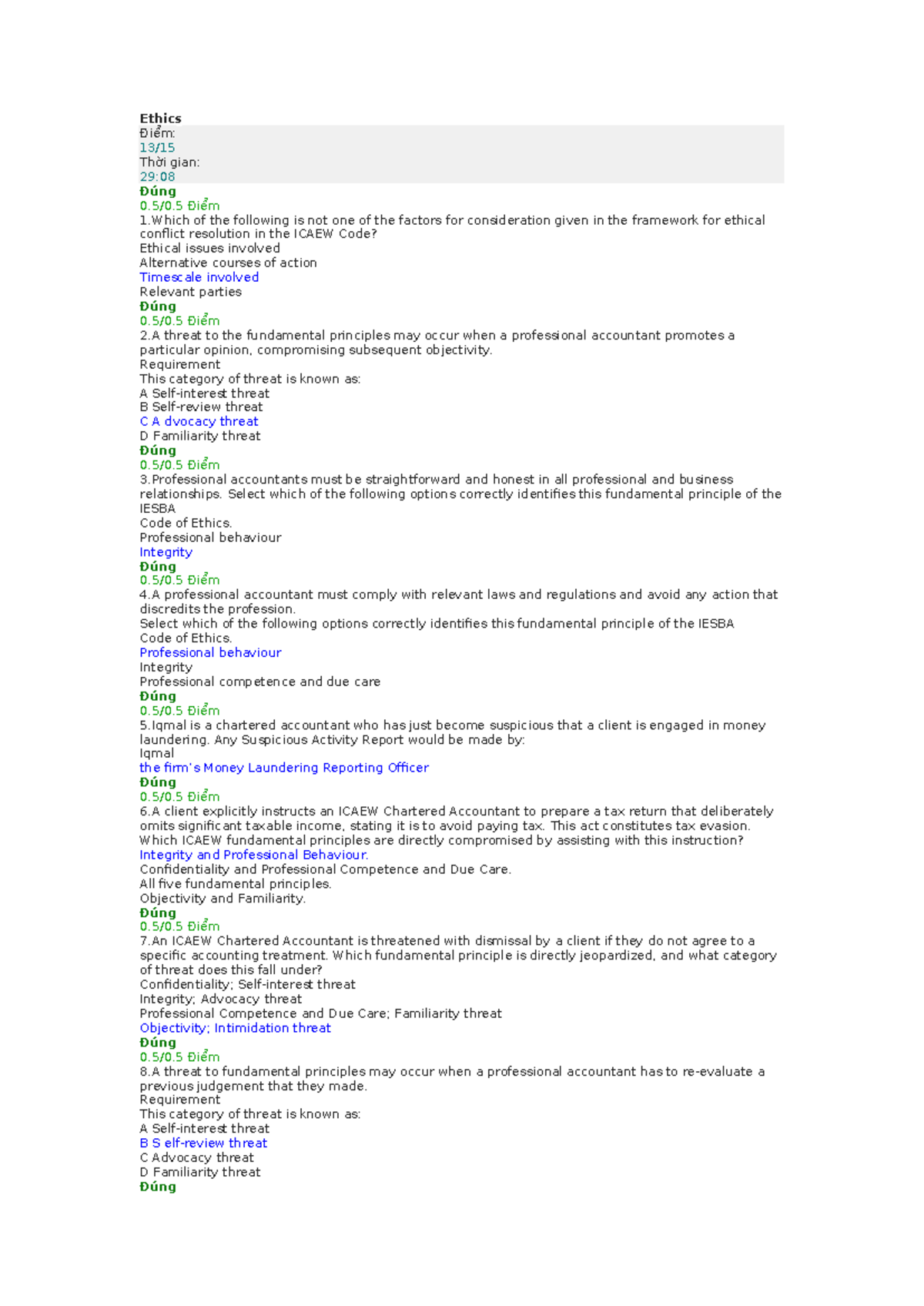 ICAEW Ethics Framework: Key Principles and Threats Analysis - Studocu