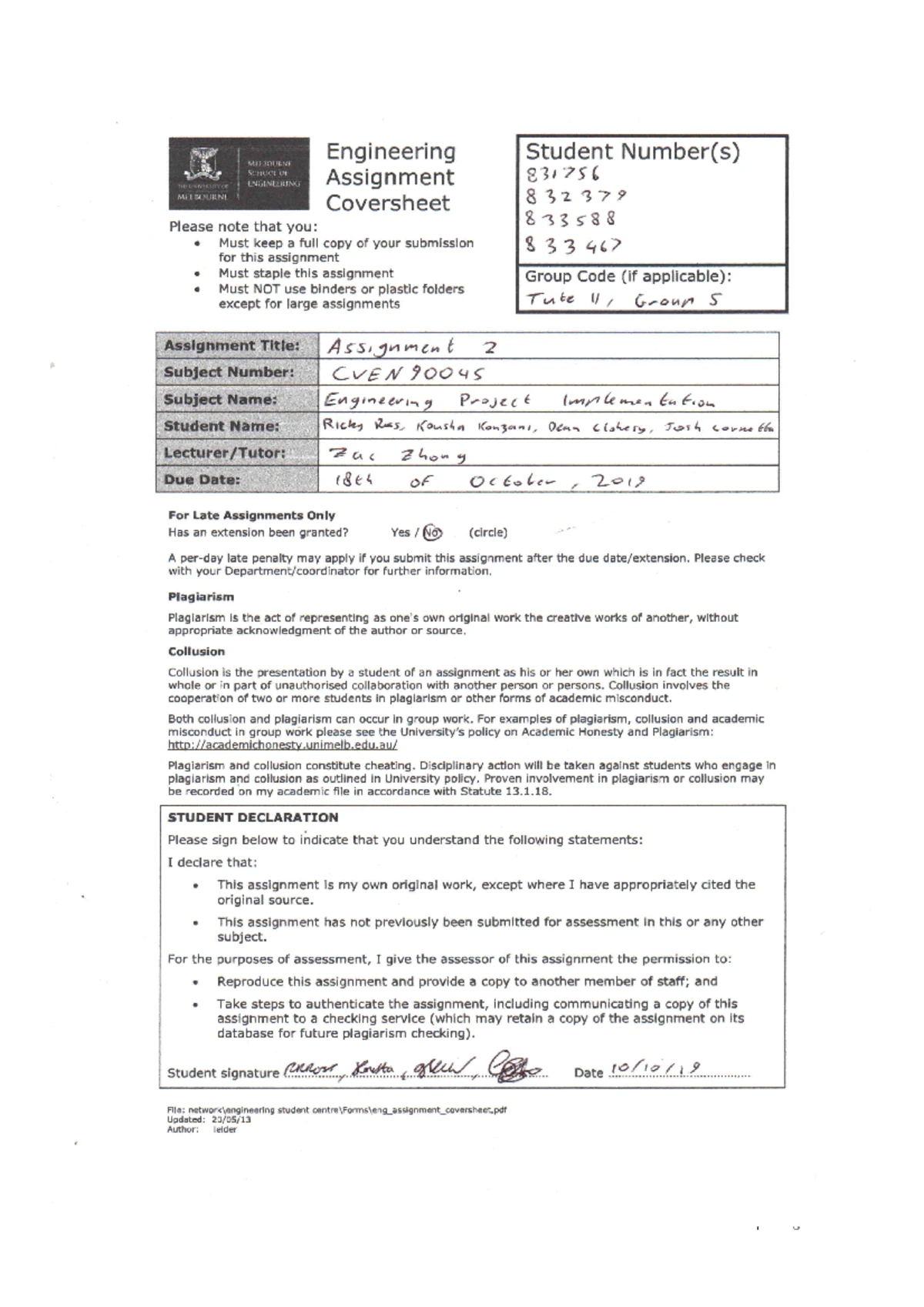 CVEN90045 Assignment 1 2023-1 - 1 CVEN90045 Engineering Project ...