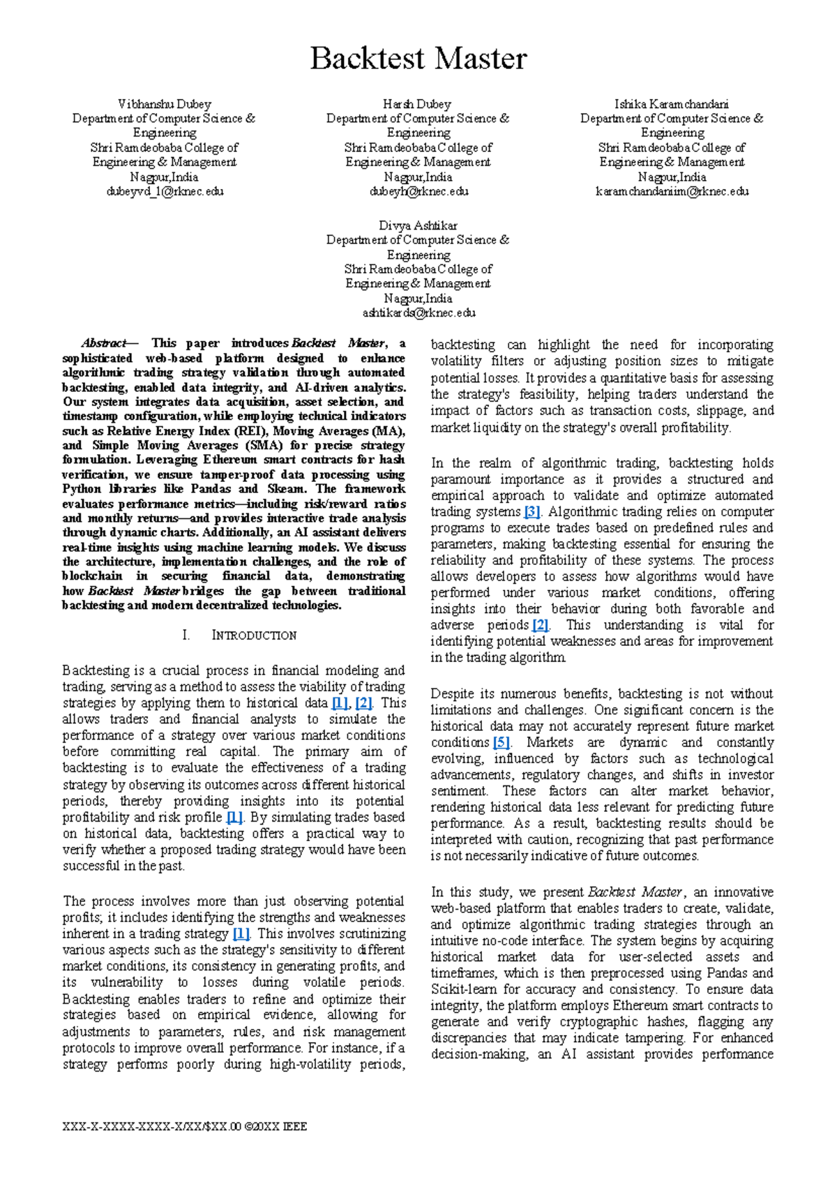 Backtest Master: Enhancing Algorithmic Trading Strategies (CSE 2023 ...