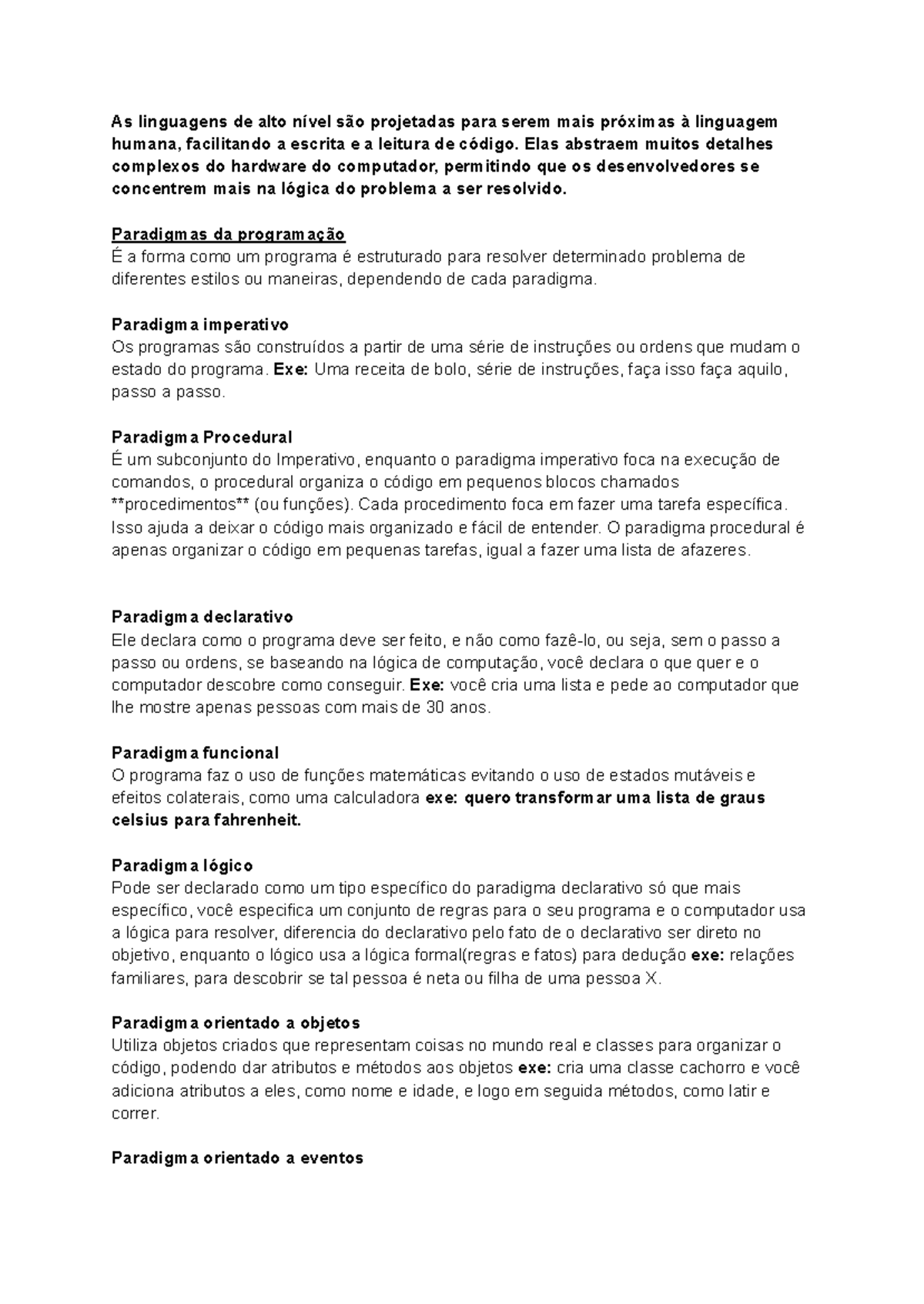Paradigmas de Programação: Estruturas e Abordagens (Cód. 101) - Studocu